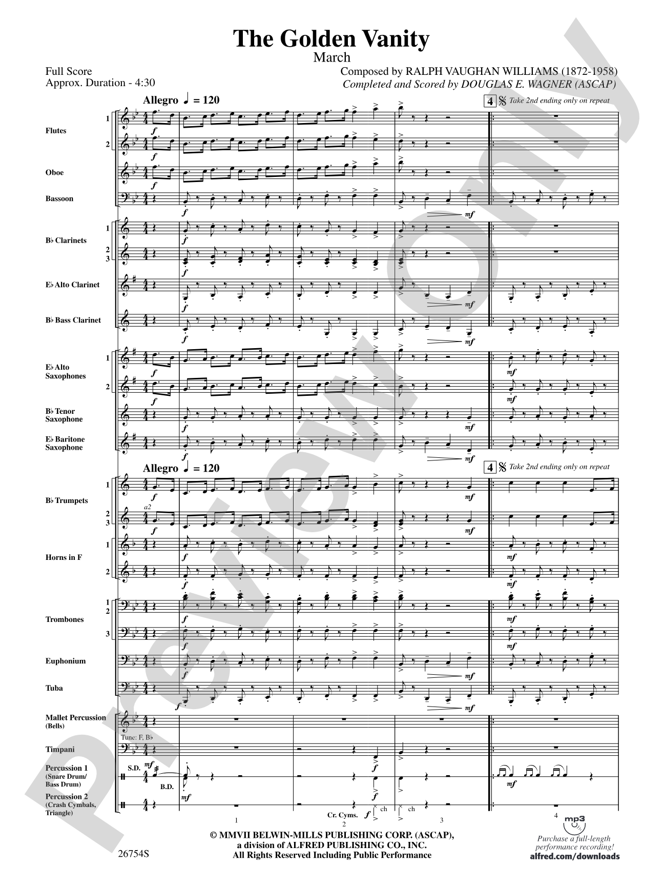 The Golden Vanity: Concert Band Conductor Score & Parts