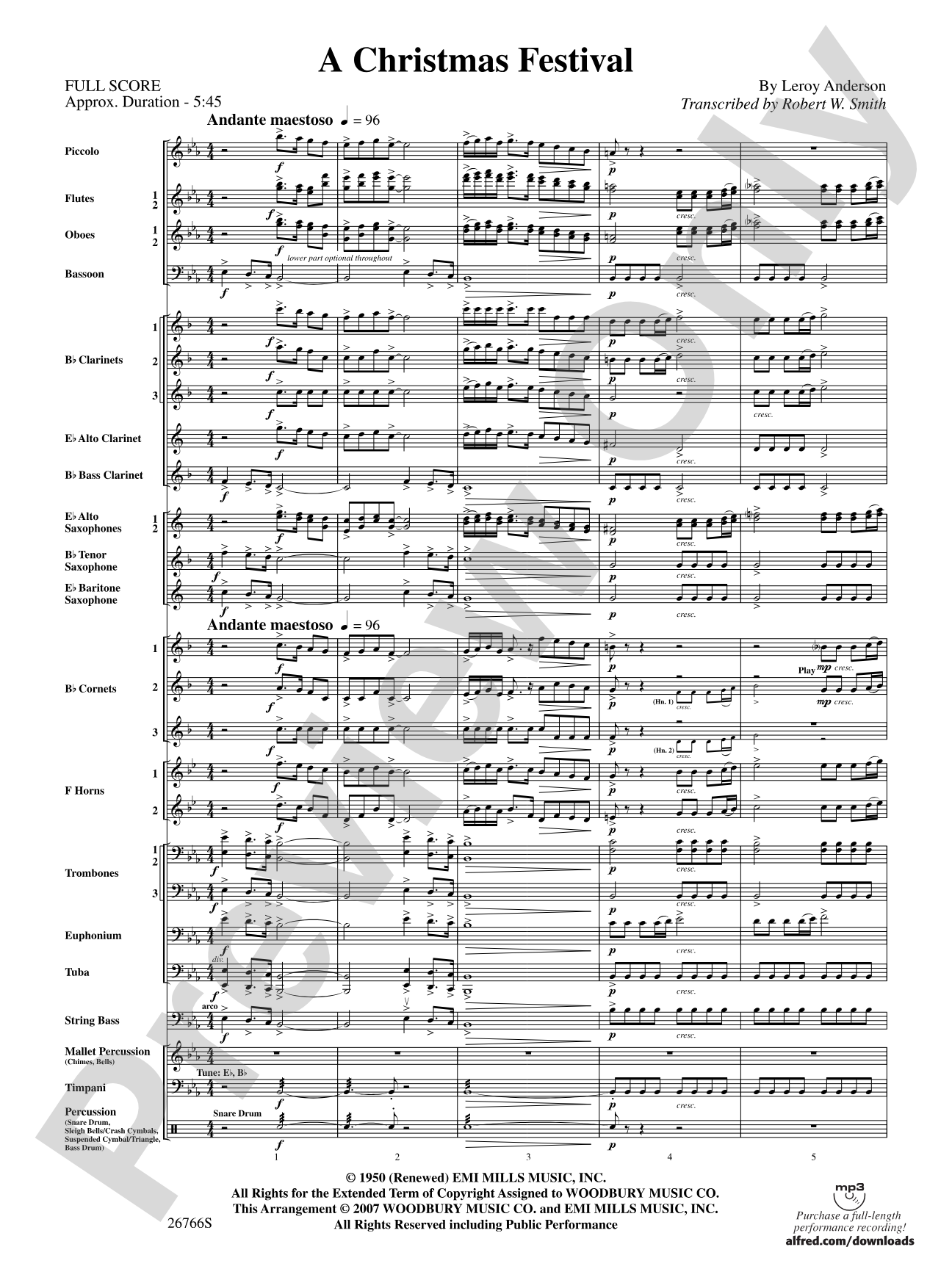 A Christmas Festival: Concert Band Conductor Score & Parts