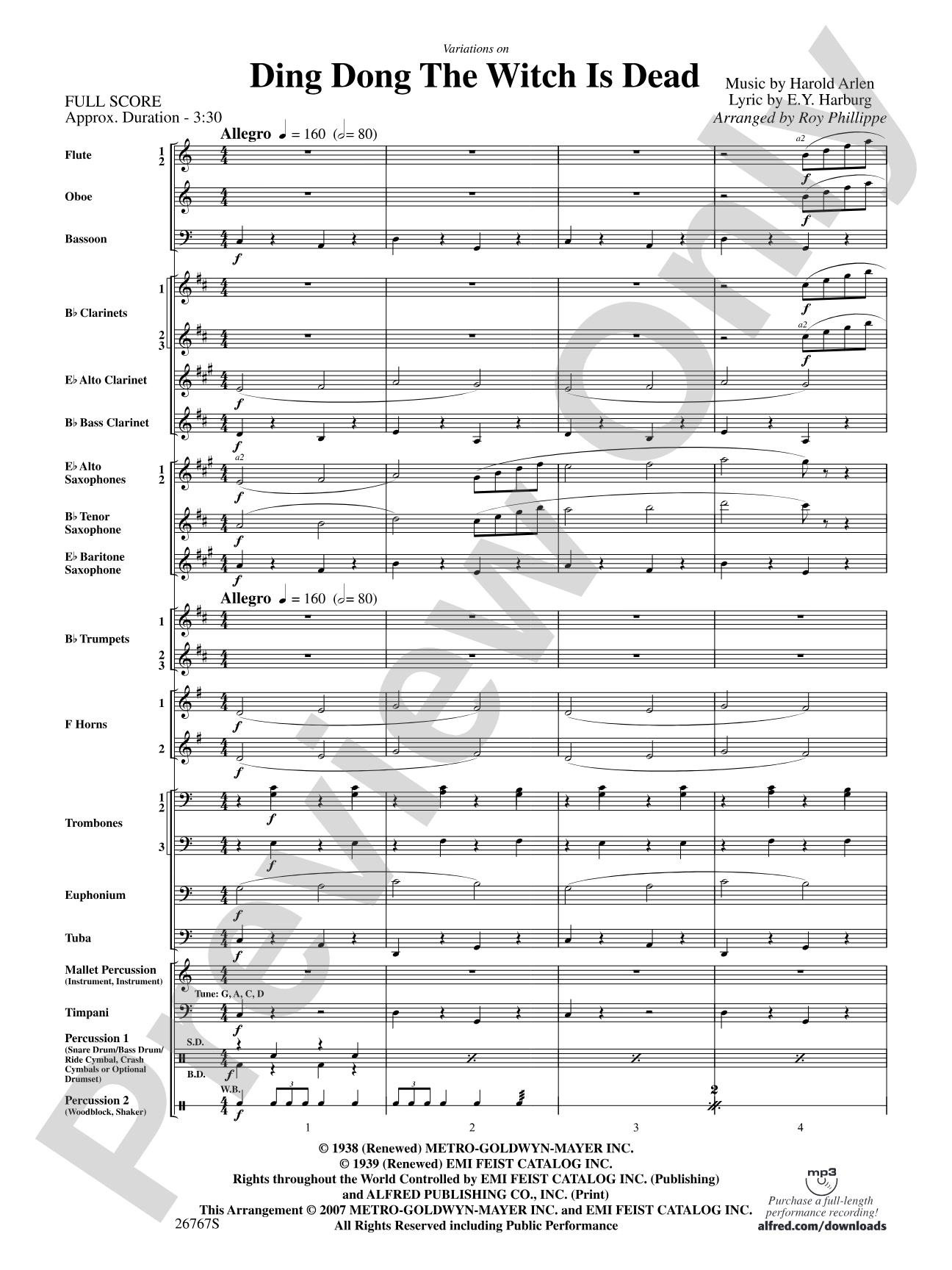 Variations on Ding Dong the Witch Is Dead (fromThe Wizard of Oz): Score