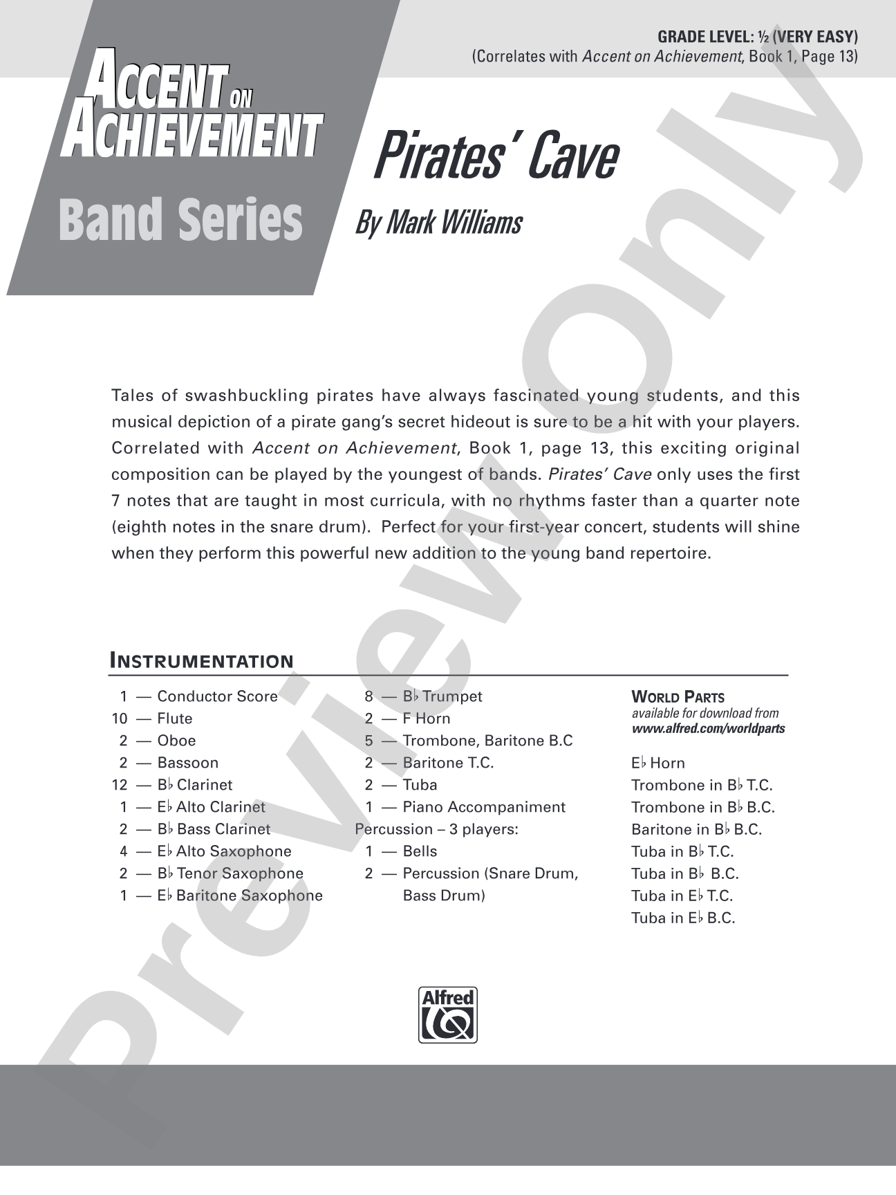 Pirates' Cave: Concert Band Conductor Score & Parts