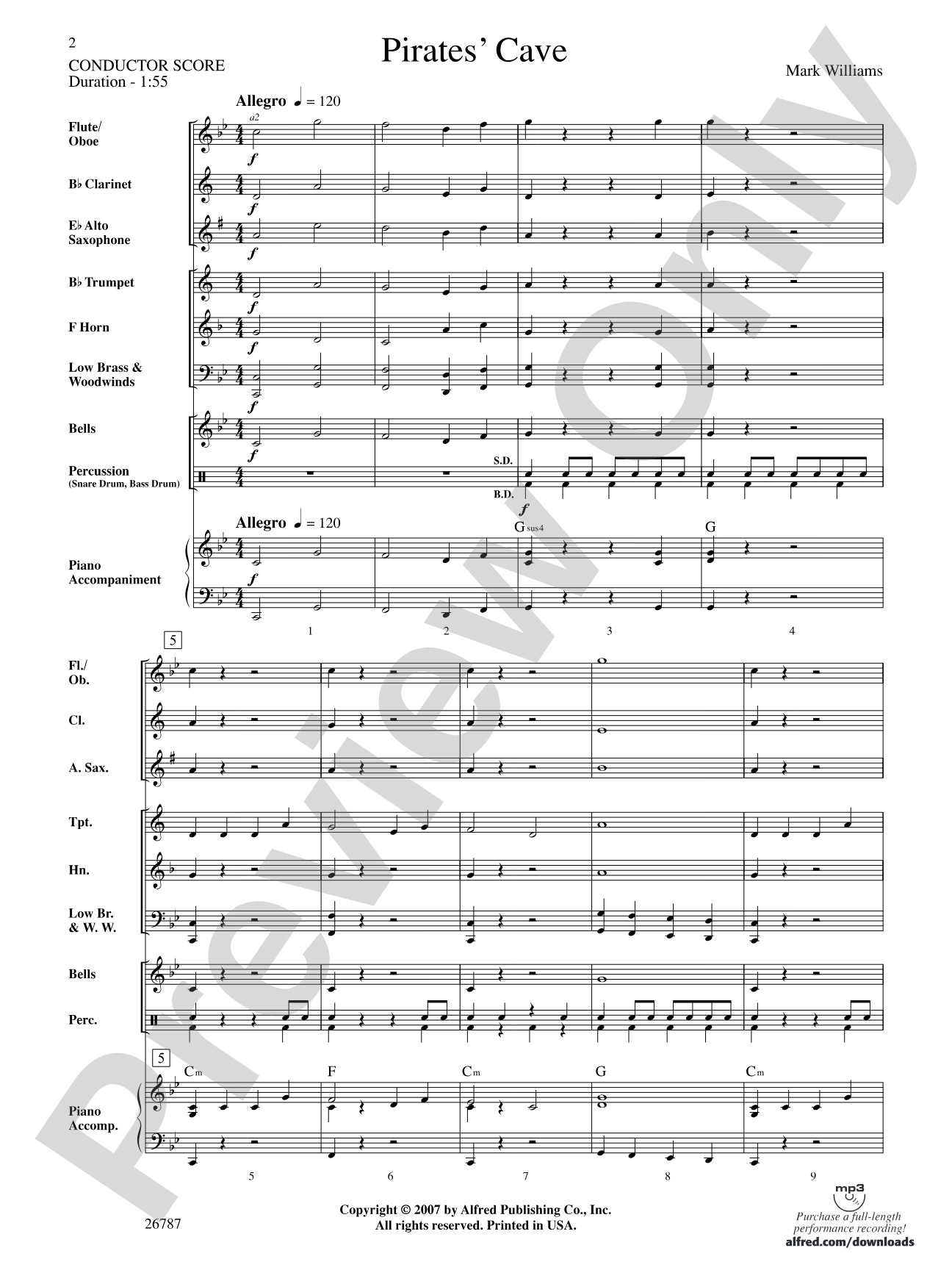 Pirates' Cave: Concert Band Conductor Score & Parts