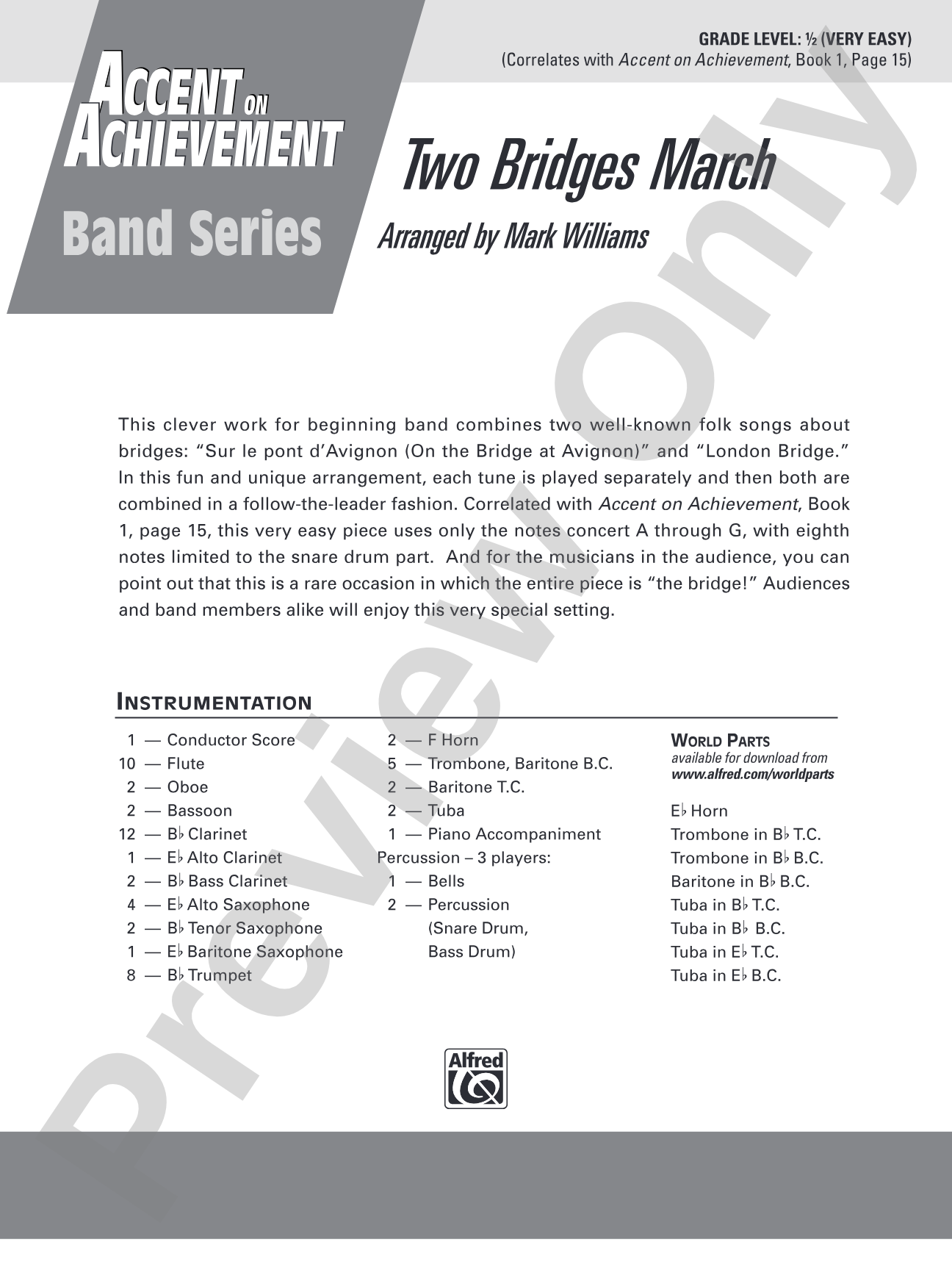Two Bridges March: Concert Band Conductor Score & Parts