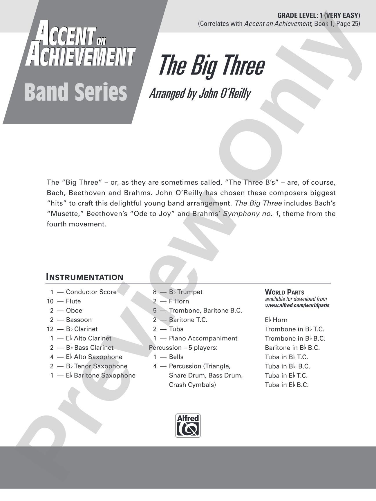 The Big Three: Concert Band Conductor Score & Parts
