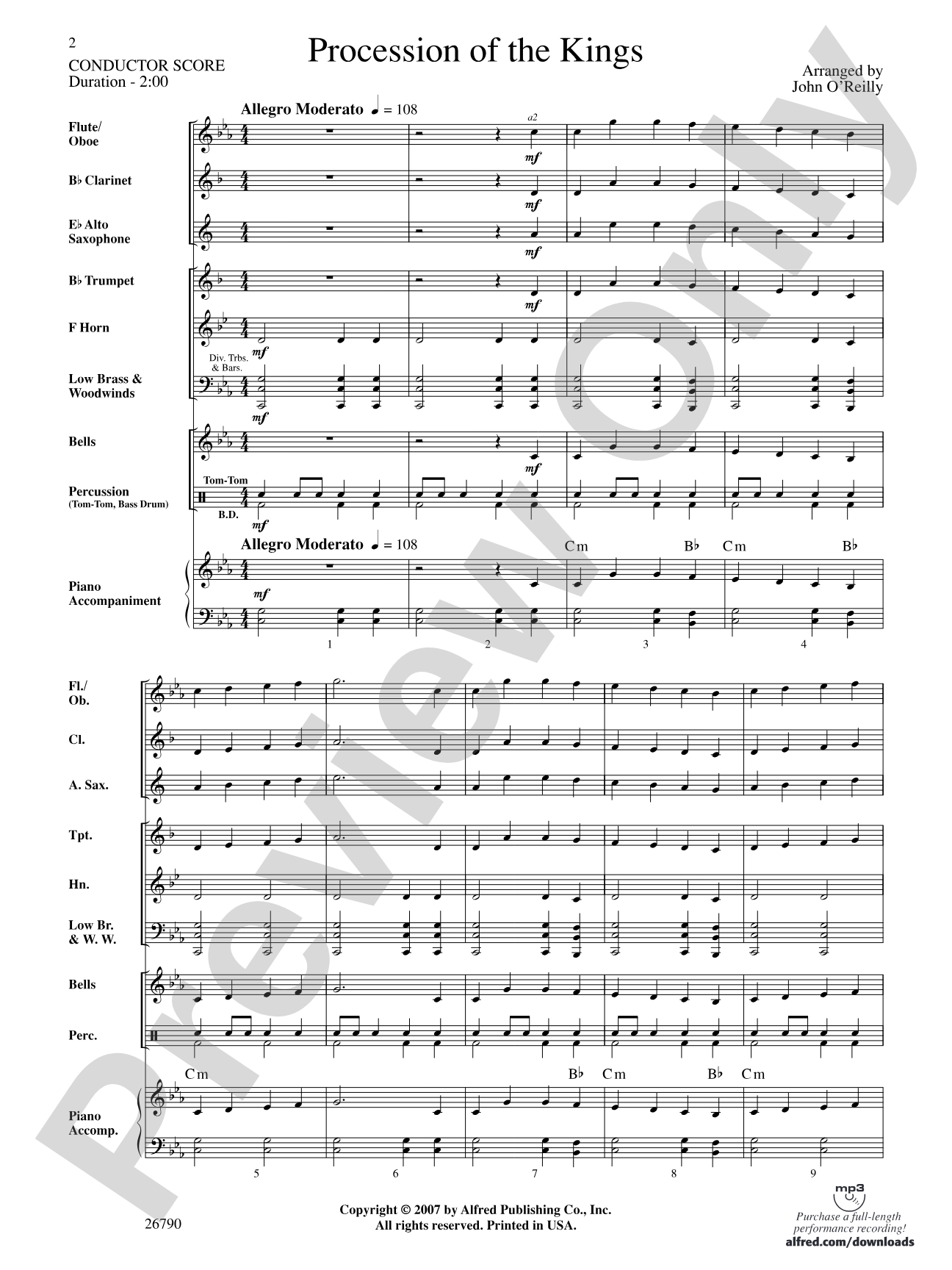 Procession of the Kings: Concert Band Conductor Score & Parts