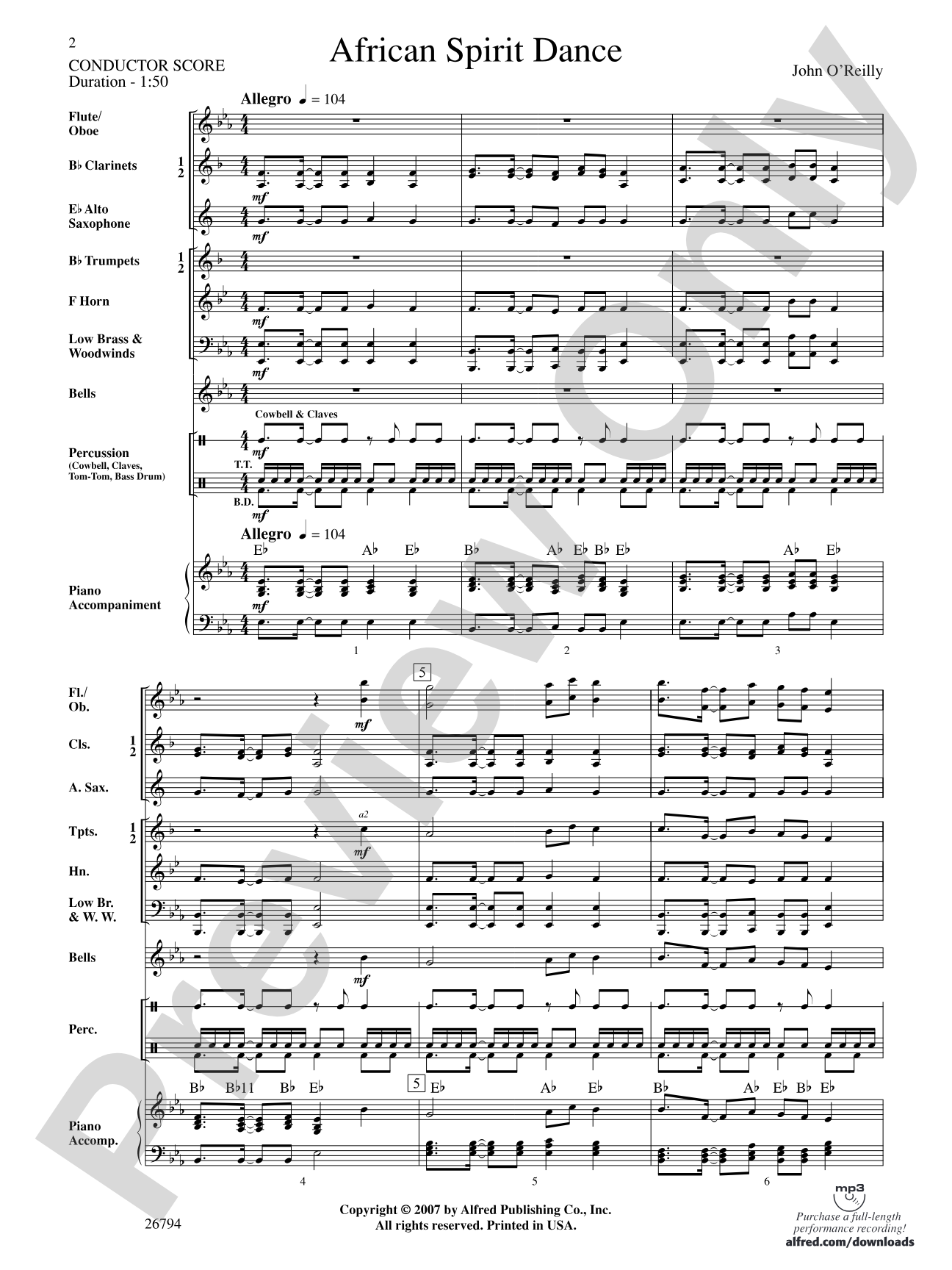 African Spirit Dance: Score