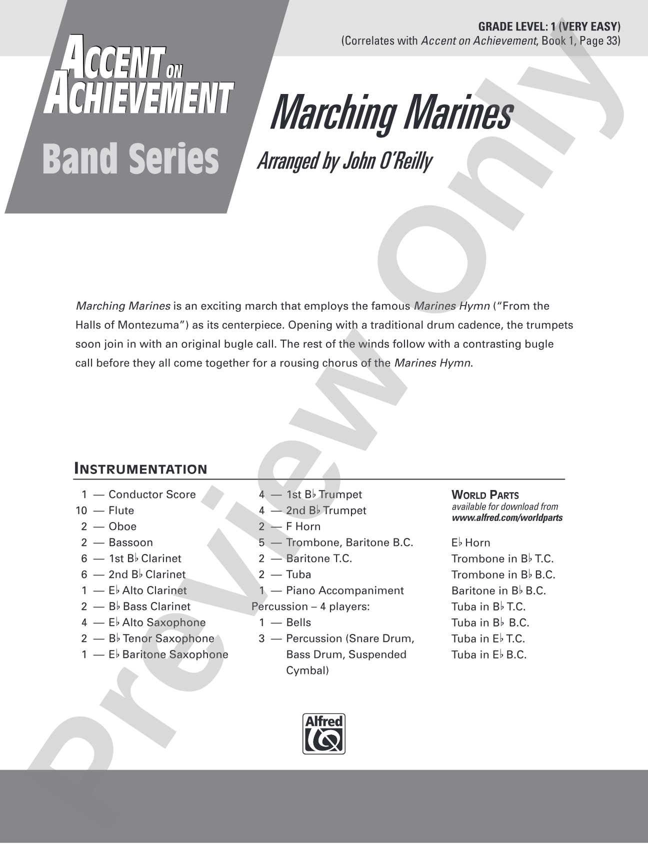 Marching Marines: Concert Band Conductor Score & Parts