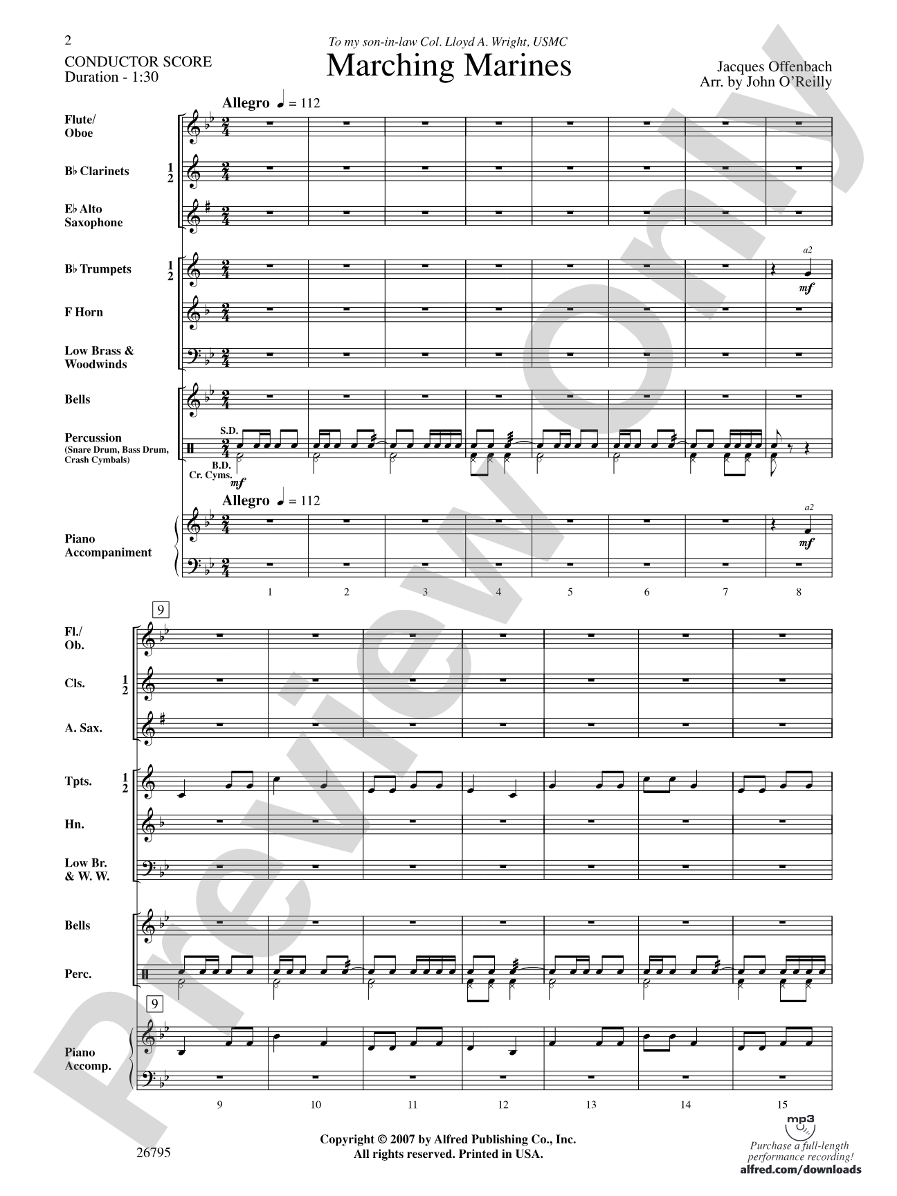 Marching Marines: Concert Band Conductor Score & Parts