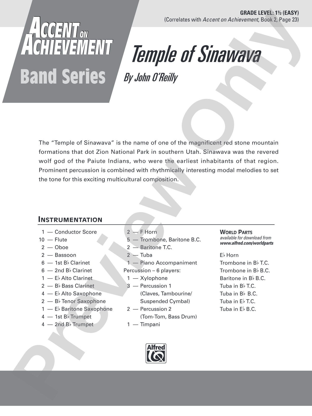 Temple of Sinawava: Concert Band Conductor Score & Parts