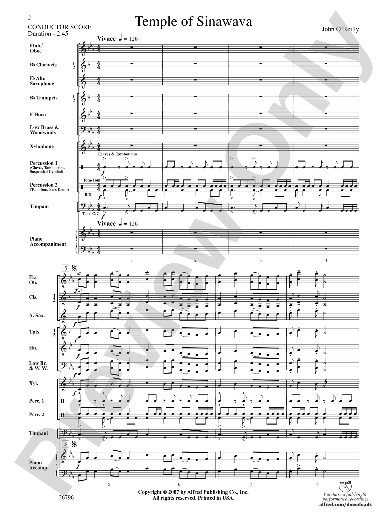 Temple of Sinawava: Concert Band Conductor Score & Parts