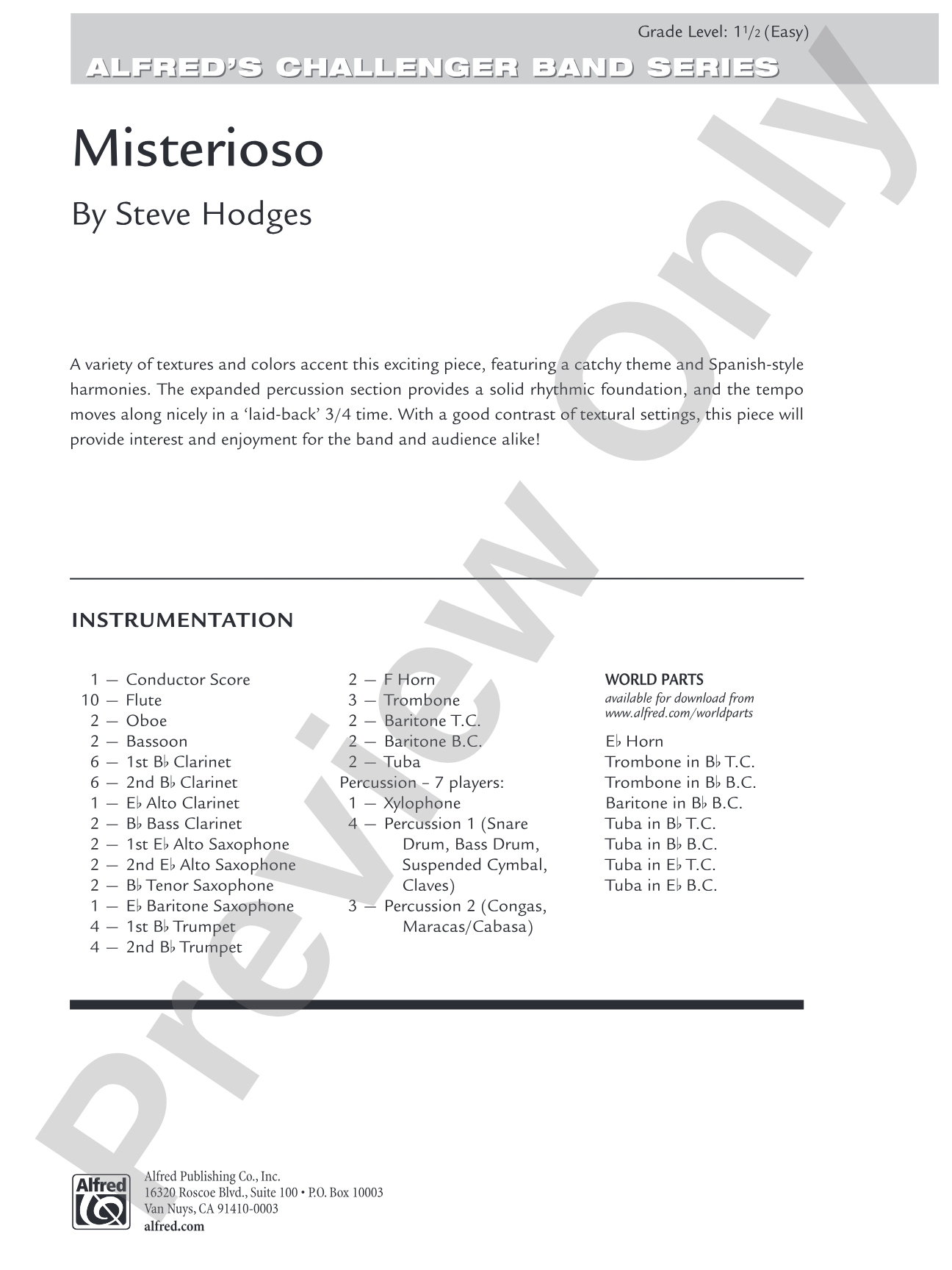 Misterioso: Concert Band Conductor Score & Parts