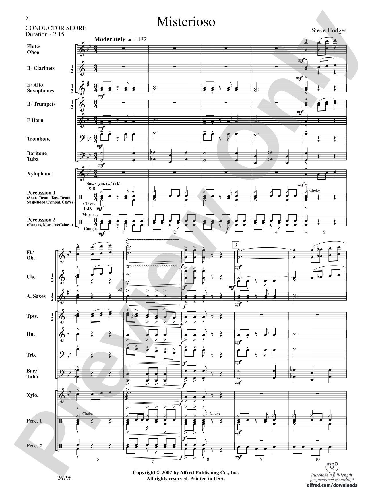 Misterioso: Concert Band Conductor Score & Parts