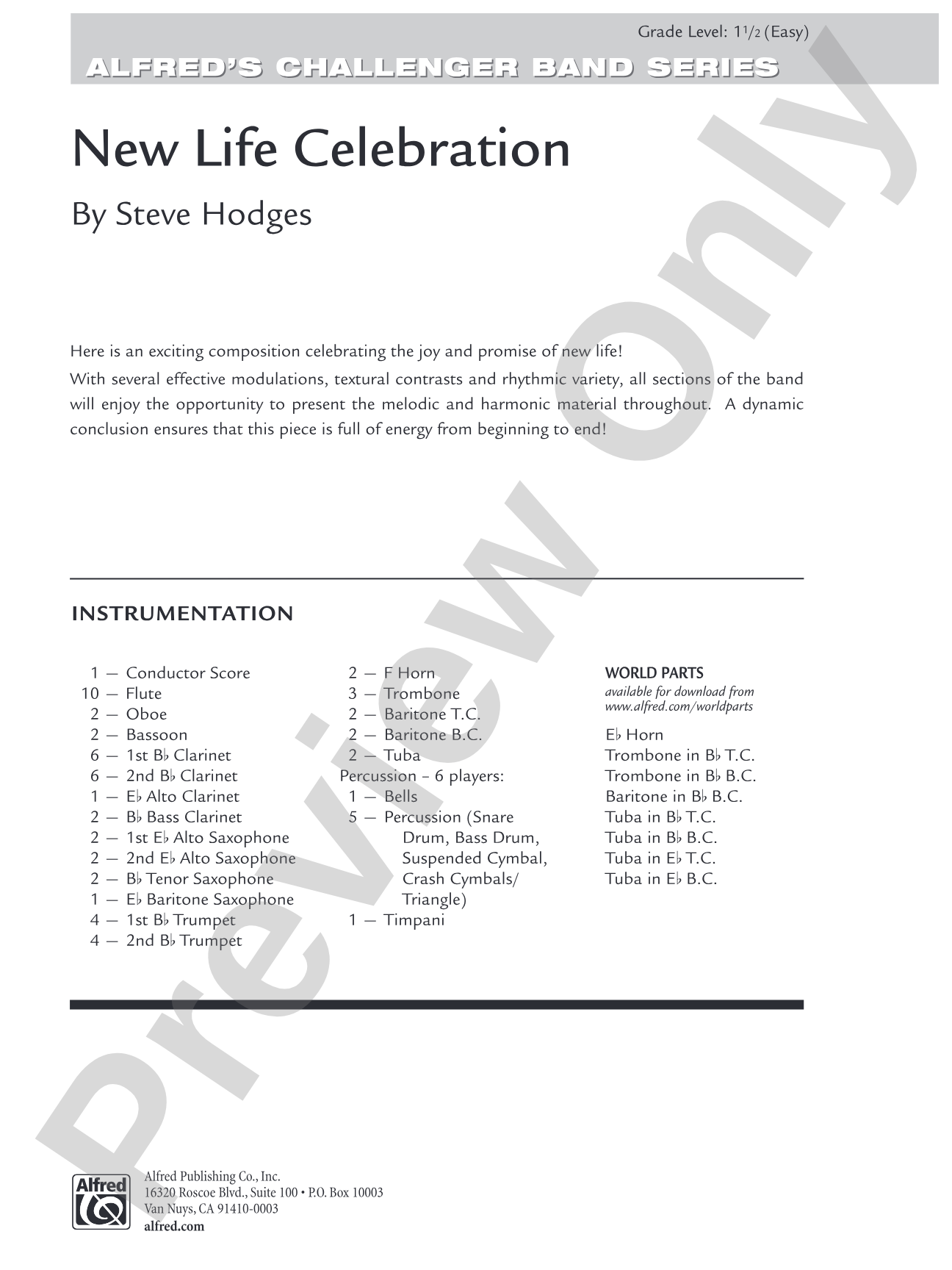 New Life Celebration: Concert Band Conductor Score & Parts