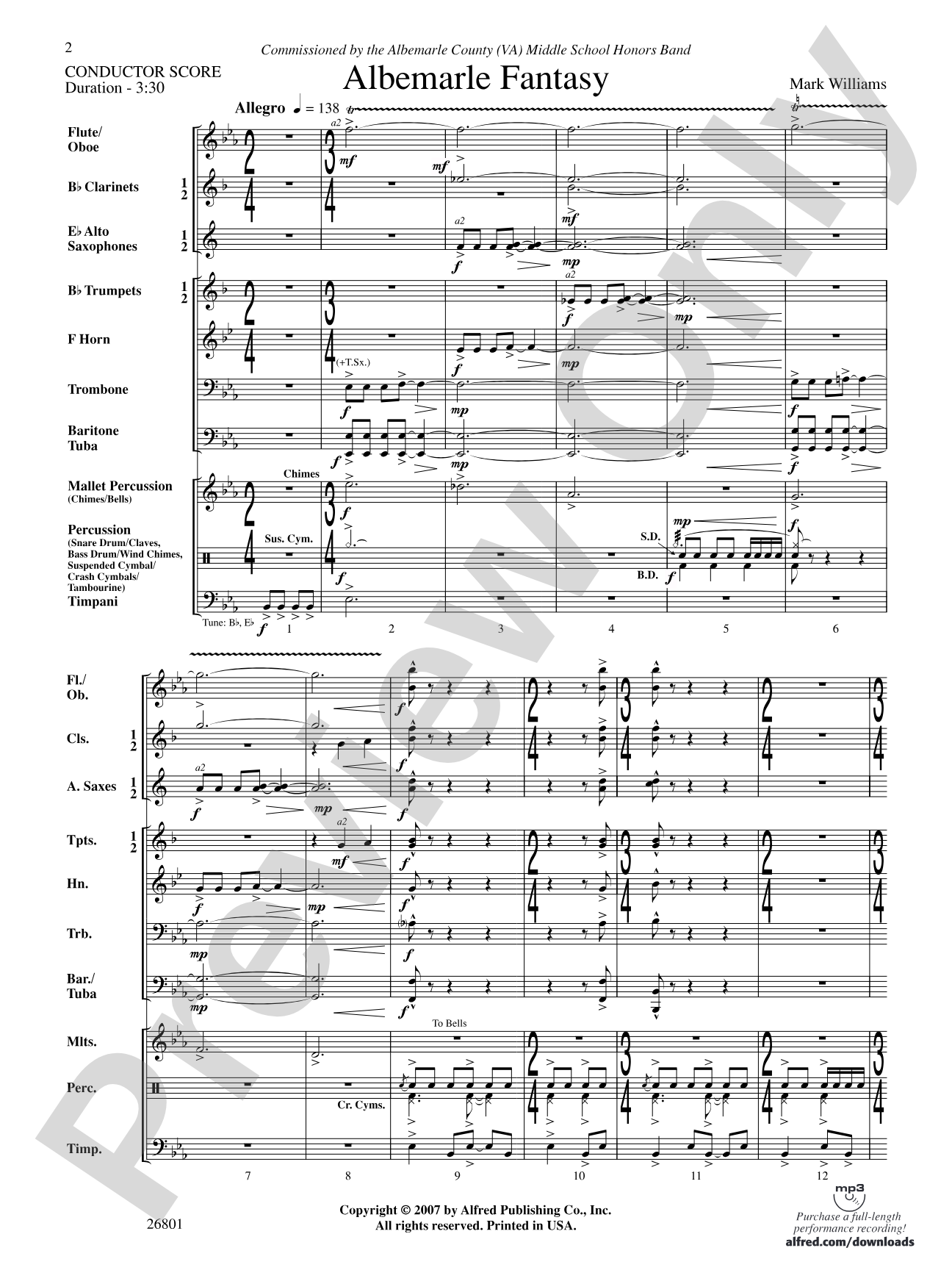 Albemarle Fantasy: Concert Band Conductor Score & Parts