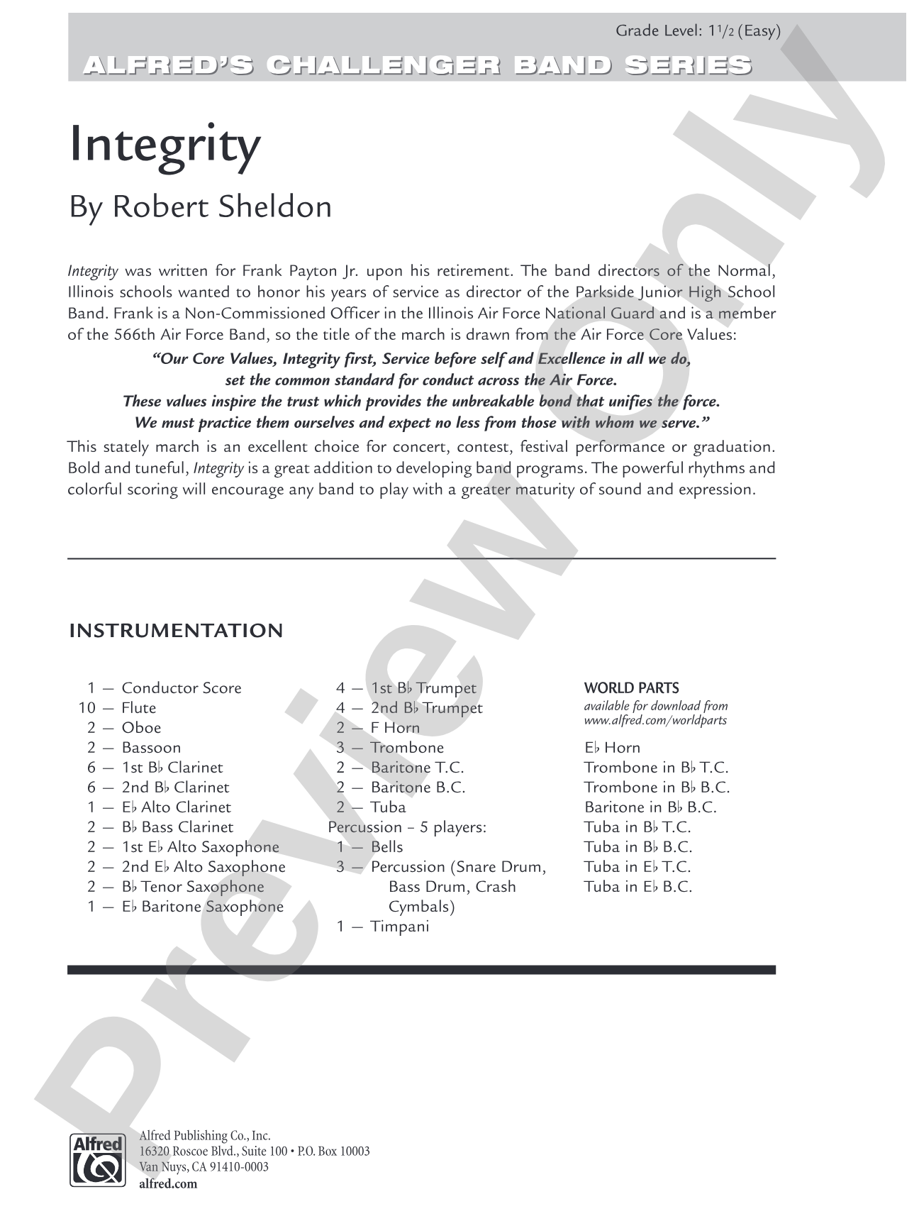 Integrity: Concert Band Conductor Score & Parts