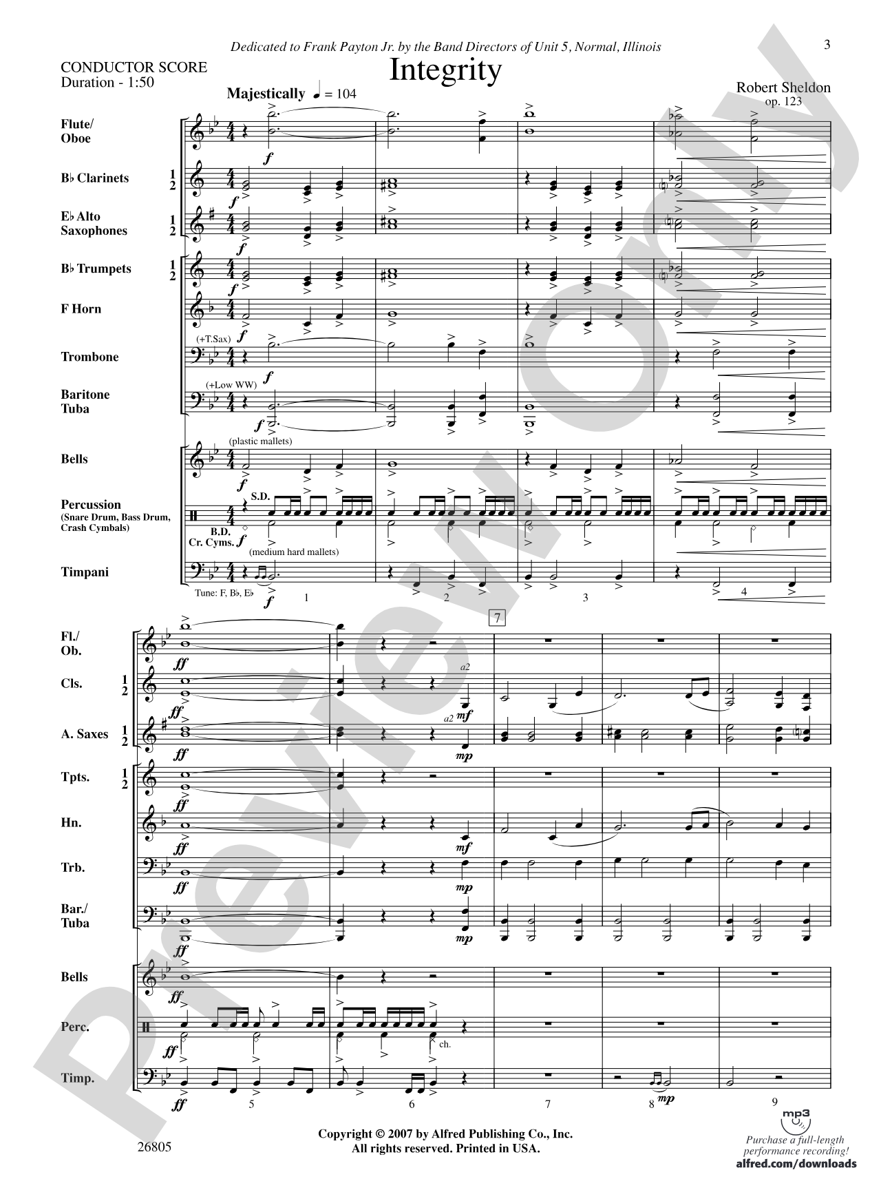 Integrity: Concert Band Conductor Score & Parts