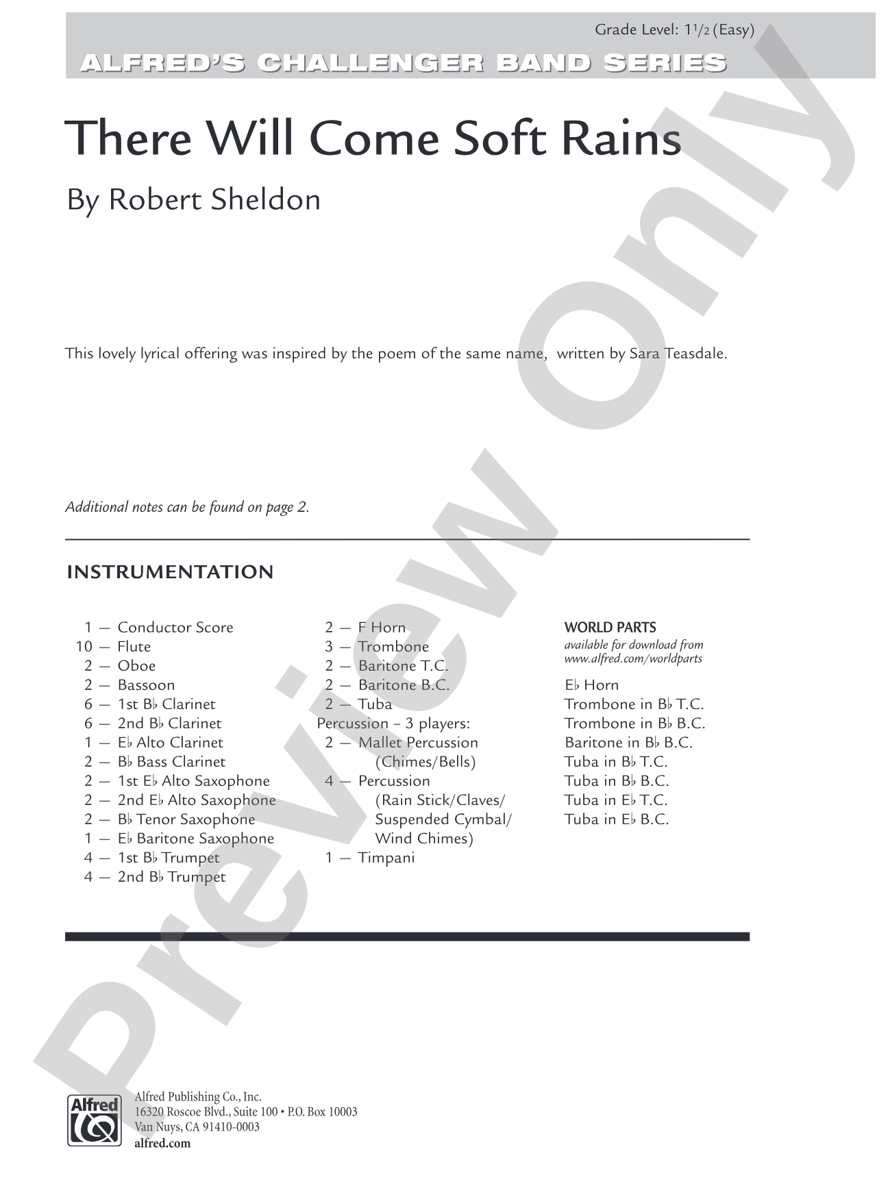 There Will Come Soft Rains: Concert Band Conductor Score & Parts