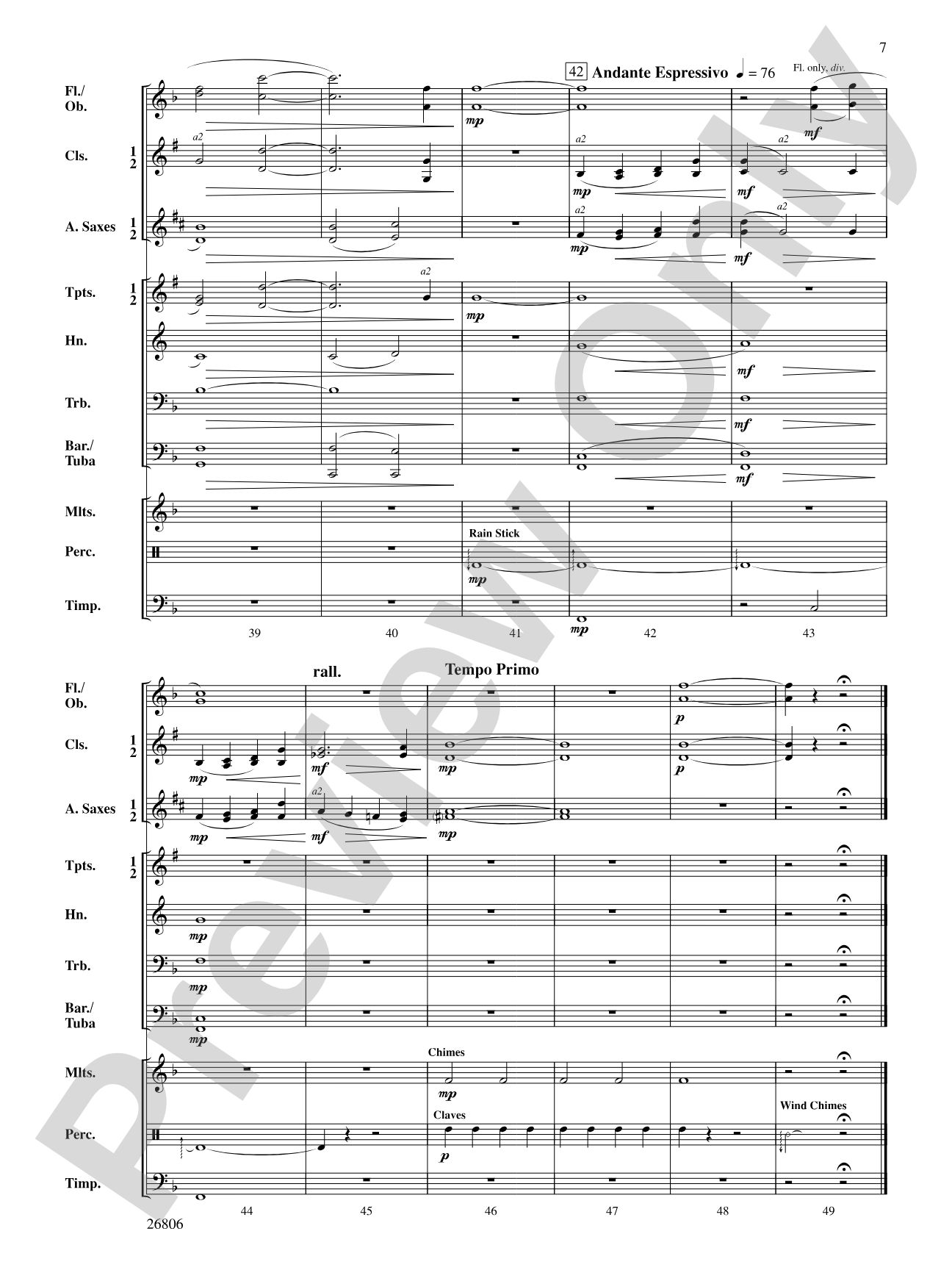 There Will Come Soft Rains: Concert Band Conductor Score & Parts
