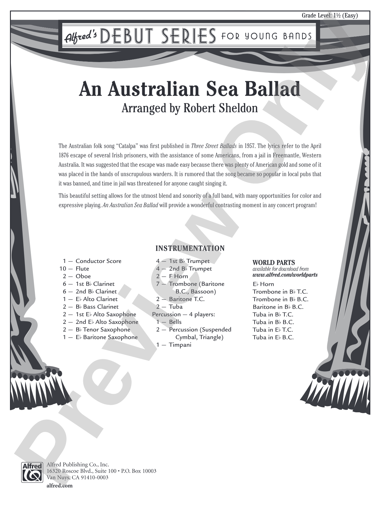 An Australian Sea Ballad: Concert Band Conductor Score & Parts
