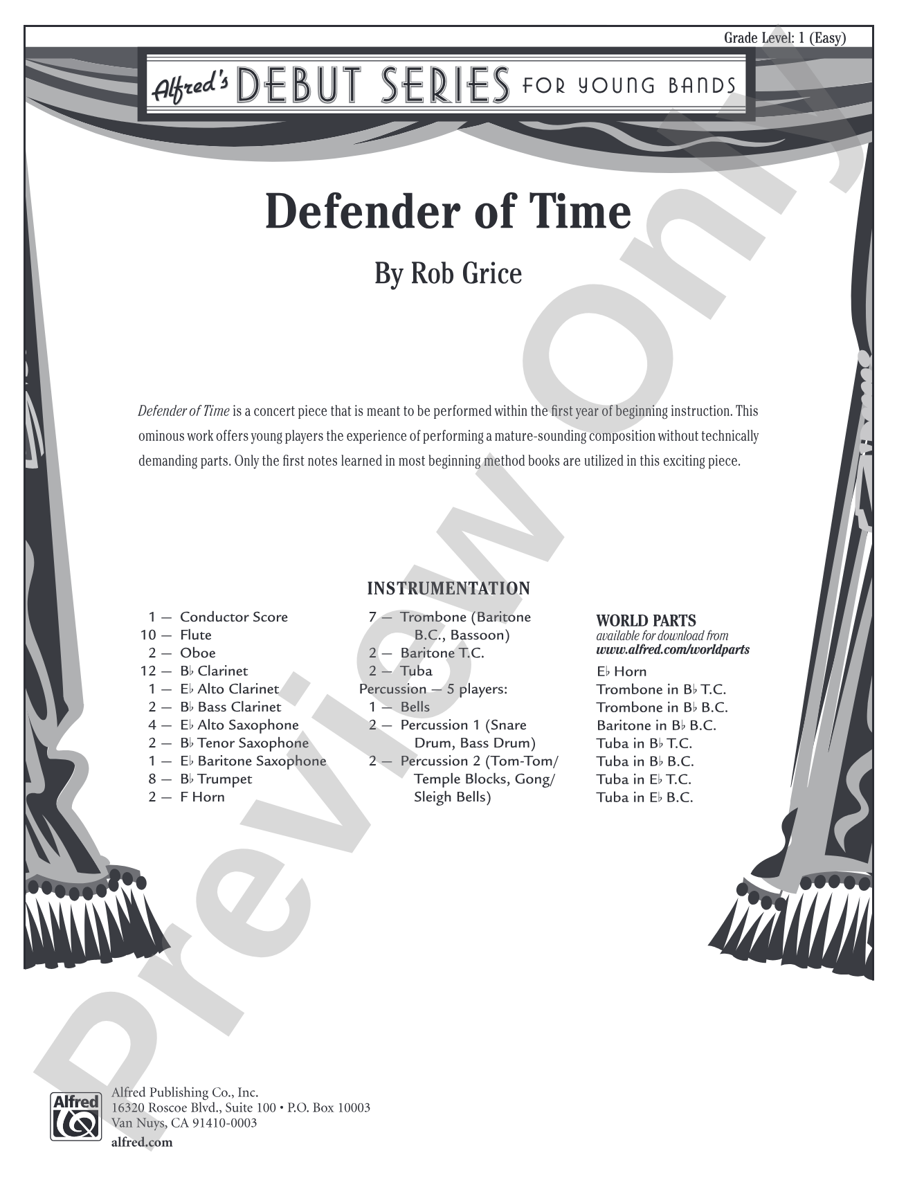 Defender of Time: Concert Band Conductor Score & Parts