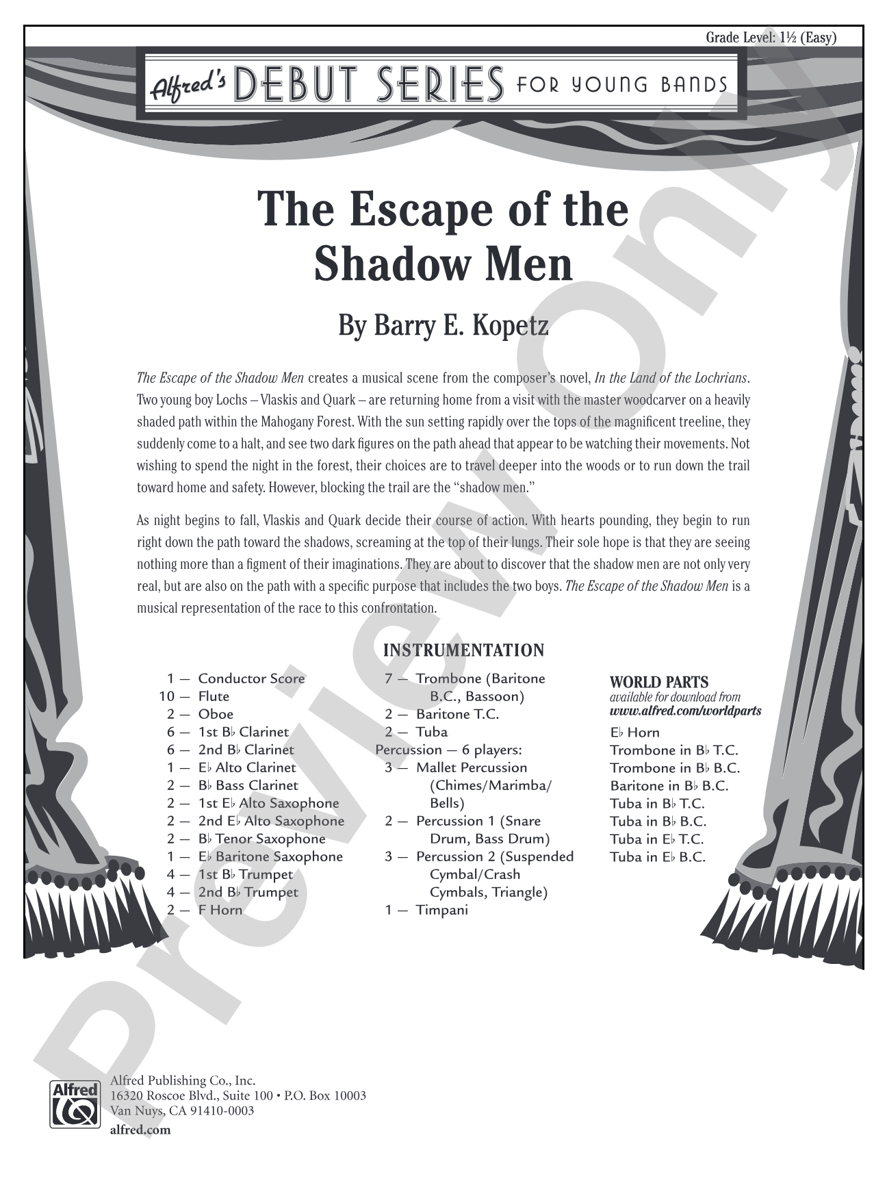 The Escape of the Shadow Men: Concert Band Conductor Score & Parts