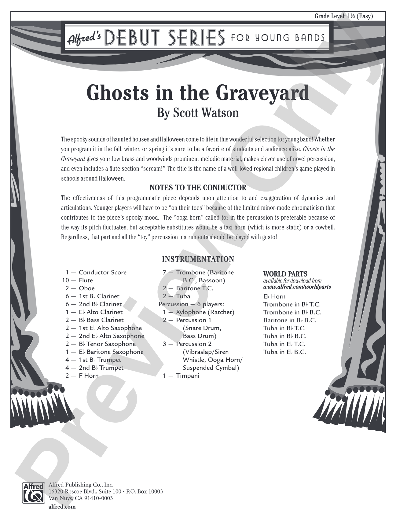 Ghosts in the Graveyard: Concert Band Conductor Score & Parts