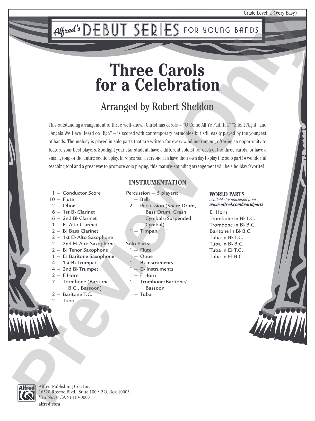 Three Carols for a Celebration: Concert Band Conductor Score & Parts
