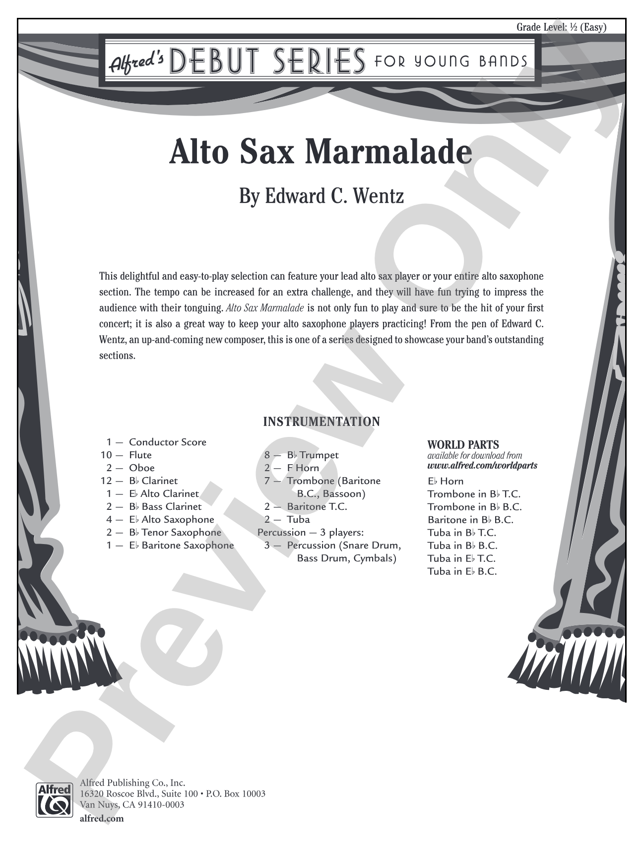Alto Sax Marmalade: Concert Band Conductor Score & Parts