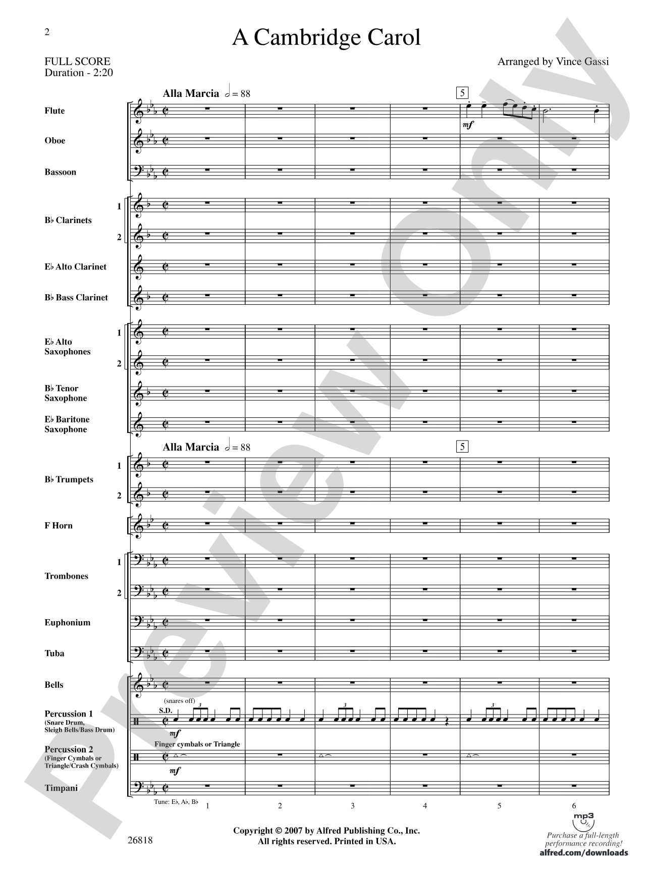 A Cambridge Carol: Concert Band Conductor Score & Parts