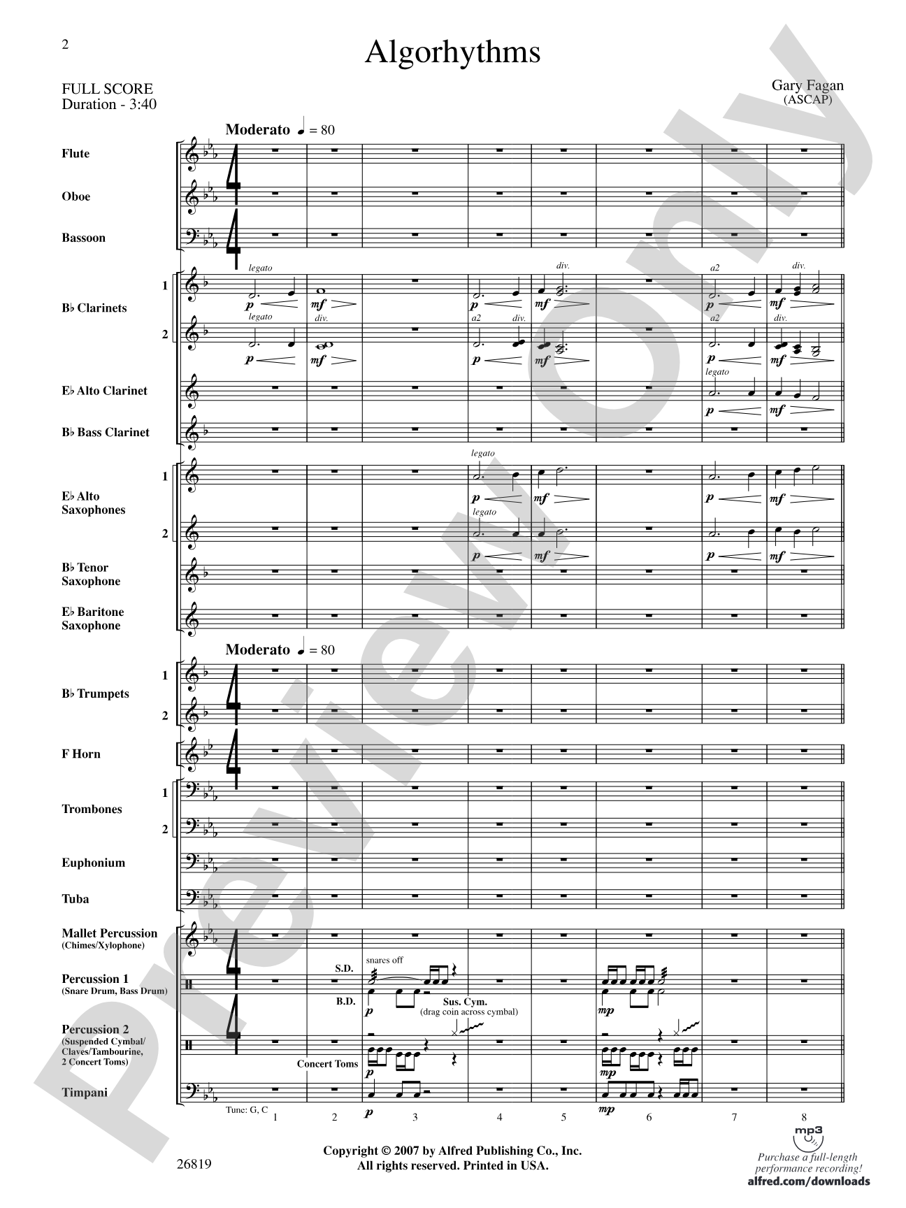 Algorhythms: Concert Band Conductor Score & Parts