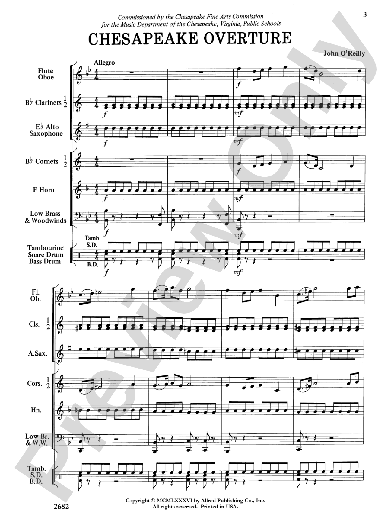 Chesapeake Overture: Concert Band Conductor Score & Parts