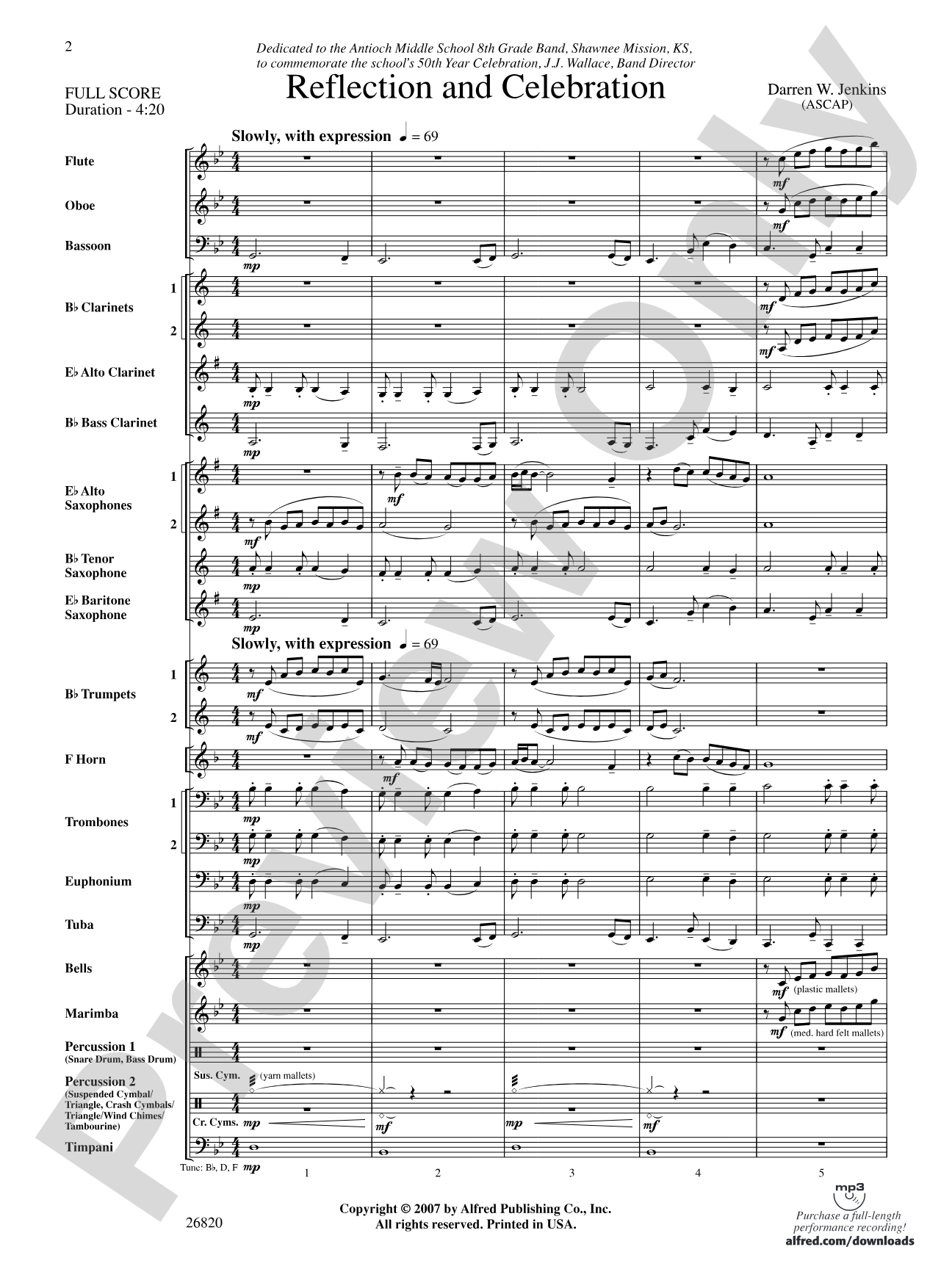 Reflection and Celebration: Concert Band Conductor Score & Parts