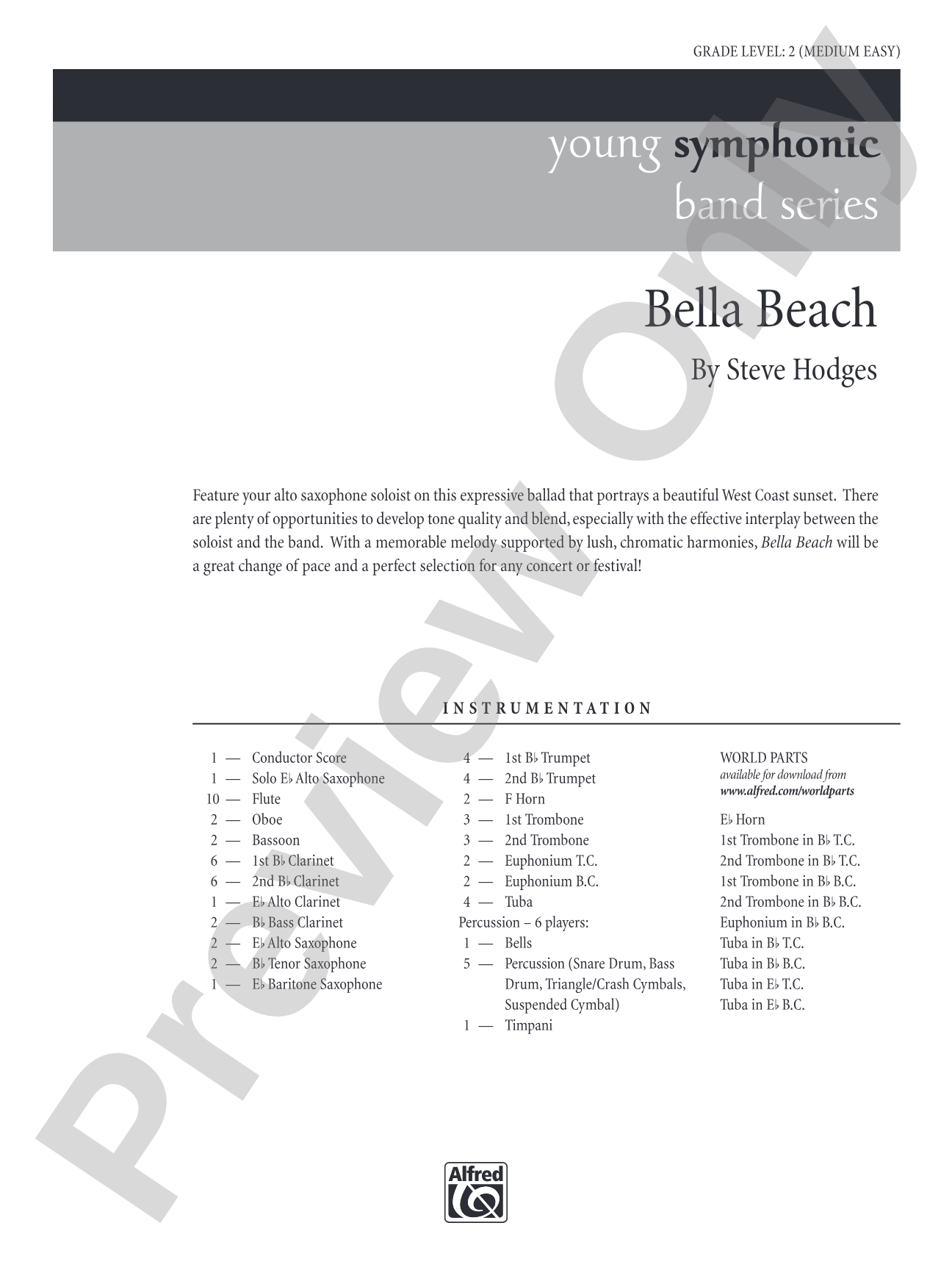 Bella Beach: Concert Band Conductor Score & Parts