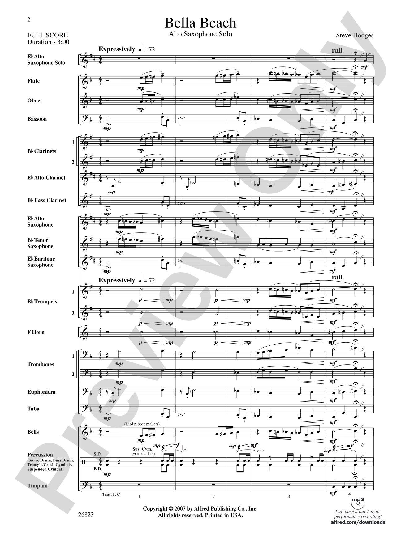 Bella Beach: Concert Band Conductor Score & Parts