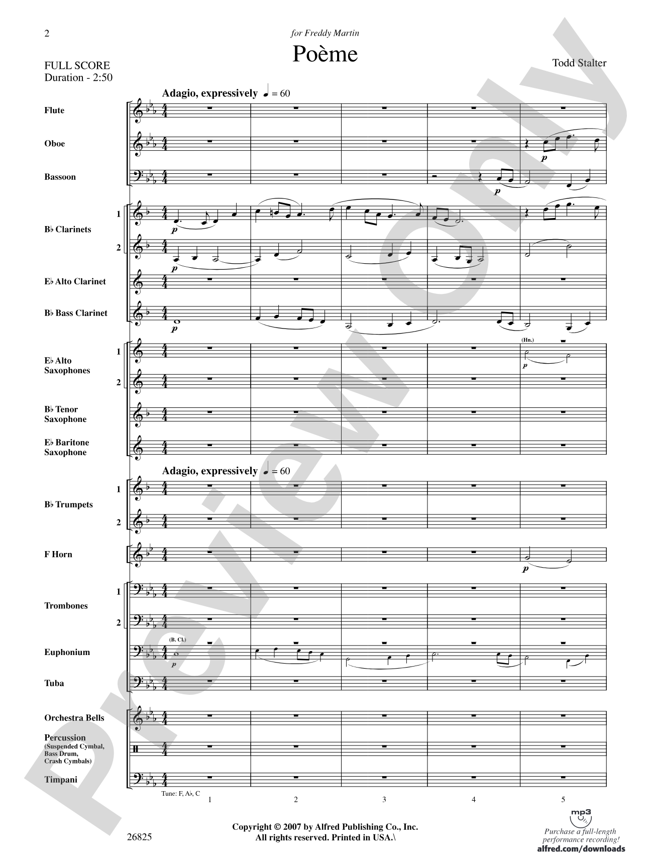 Poeme: Concert Band Conductor Score & Parts