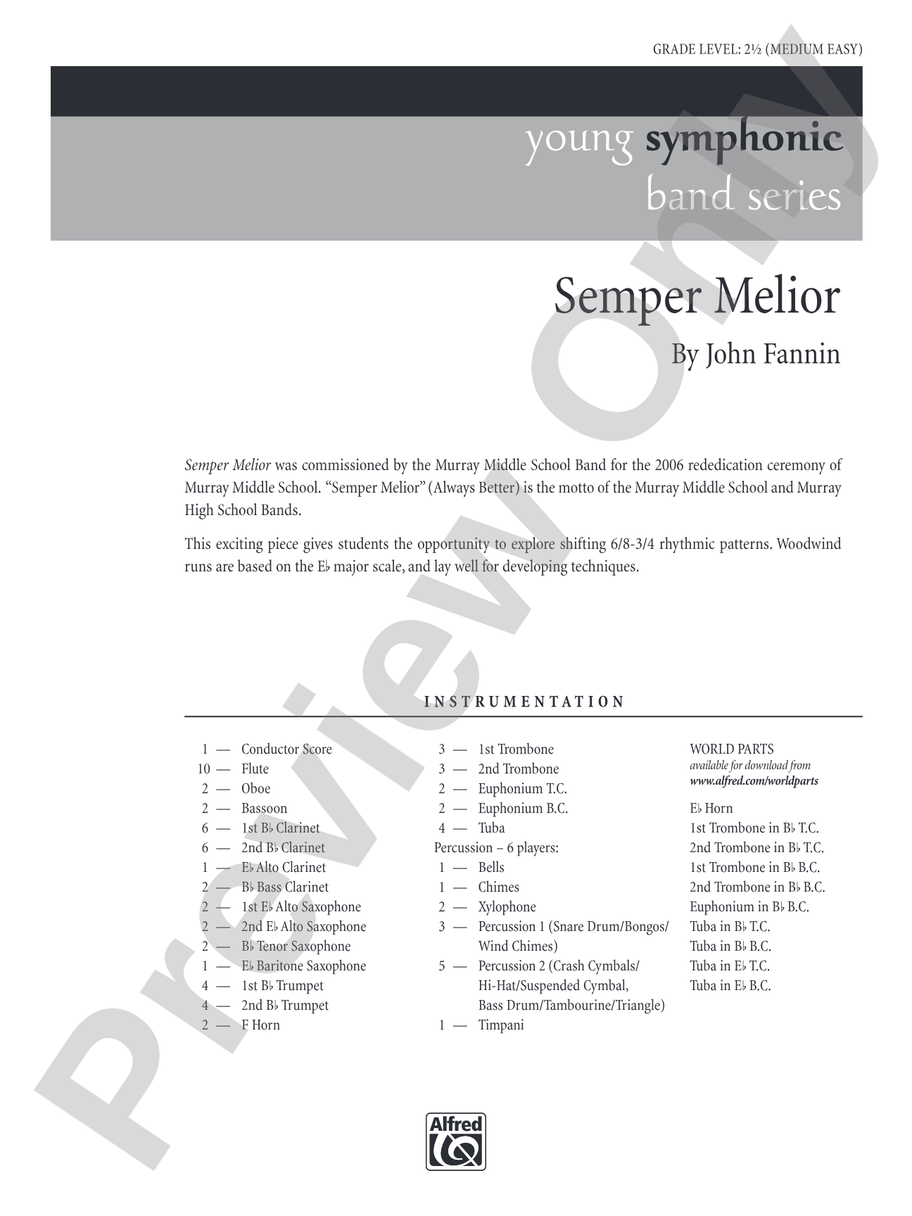 Semper Melior: Concert Band Conductor Score & Parts