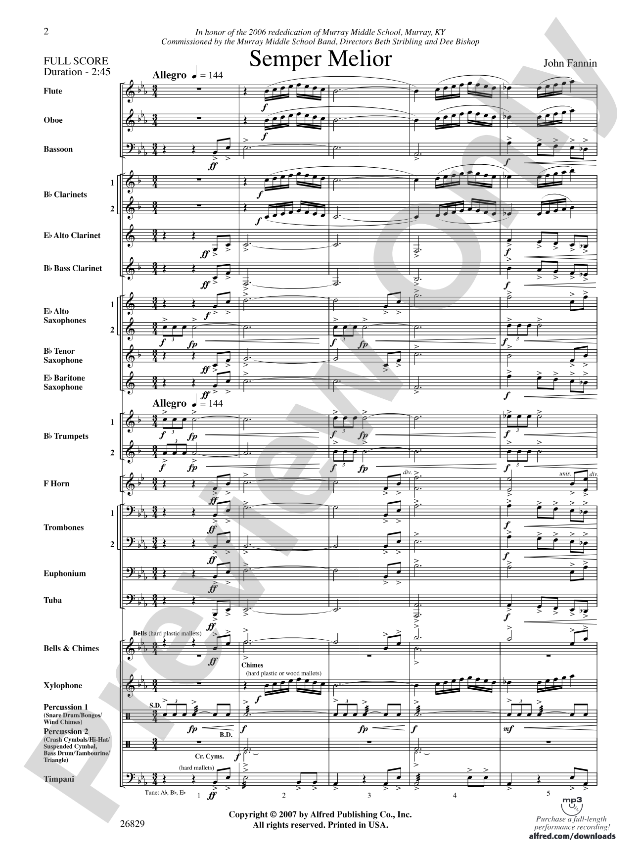 Semper Melior: Concert Band Conductor Score & Parts