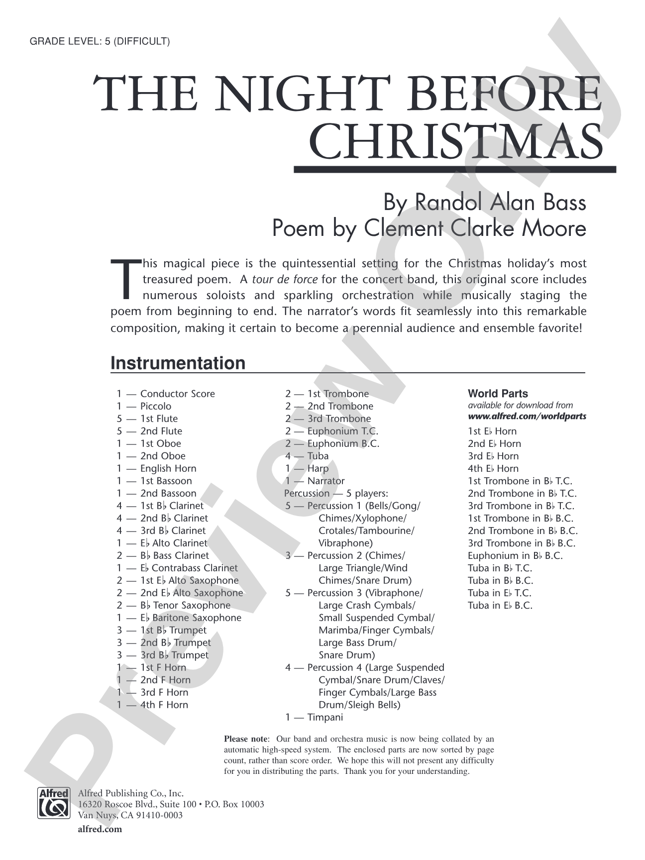 The Night Before Christmas: Concert Band Conductor Score & Parts