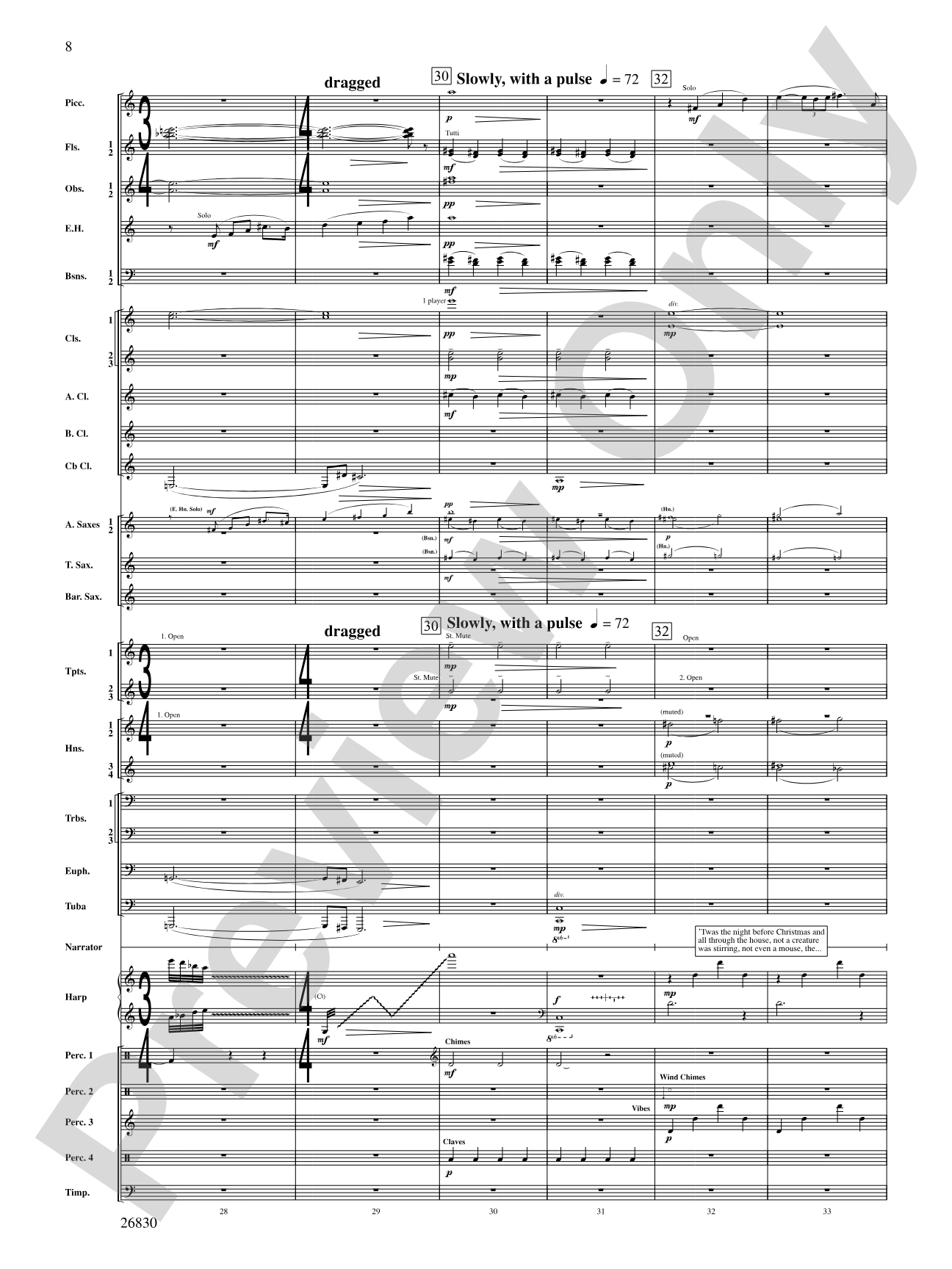 The Night Before Christmas: Concert Band Conductor Score & Parts