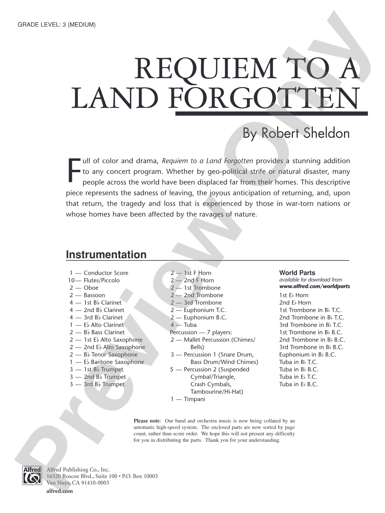 Requiem to a Land Forgotten: Concert Band Conductor Score & Parts