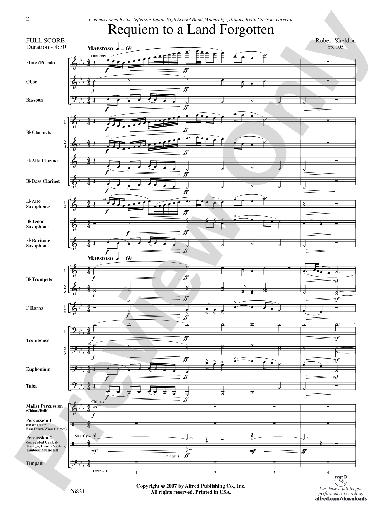 Requiem to a Land Forgotten: Concert Band Conductor Score & Parts
