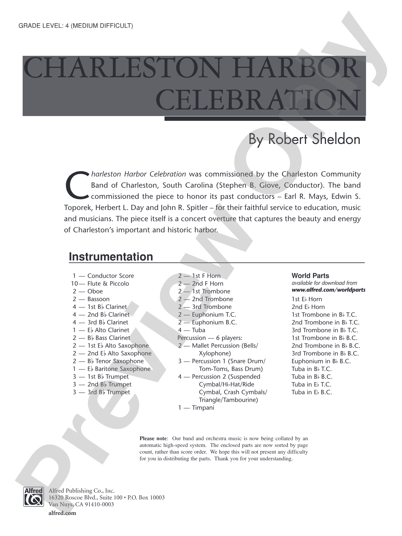 Charleston Harbor Celebration: Concert Band Conductor Score & Parts