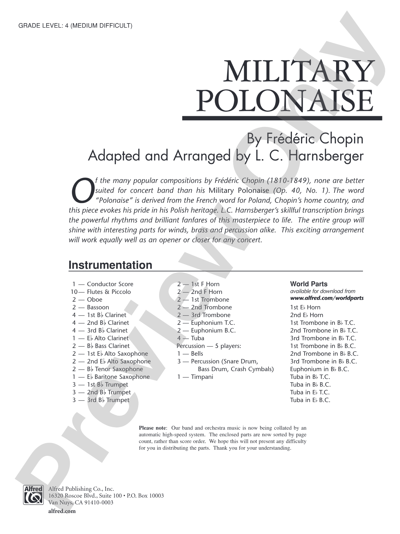 Military Polonaise: Concert Band Conductor Score & Parts