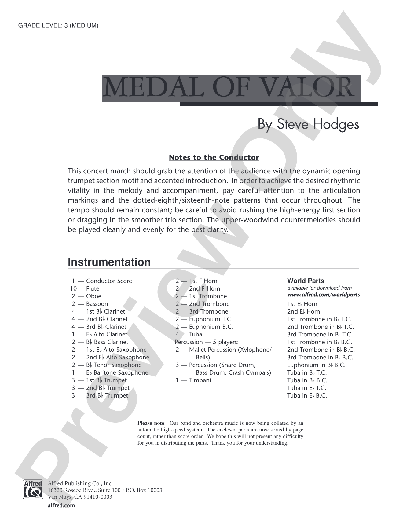 Medal of Valor: Concert Band Conductor Score & Parts