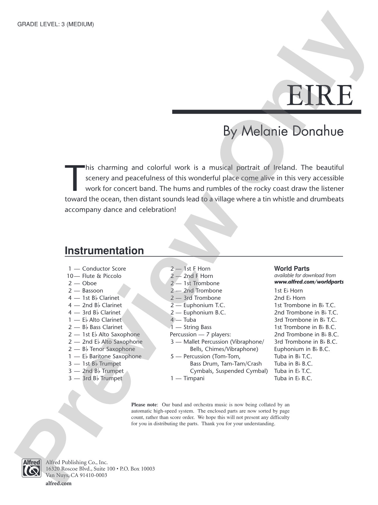 Eire: Concert Band Conductor Score & Parts