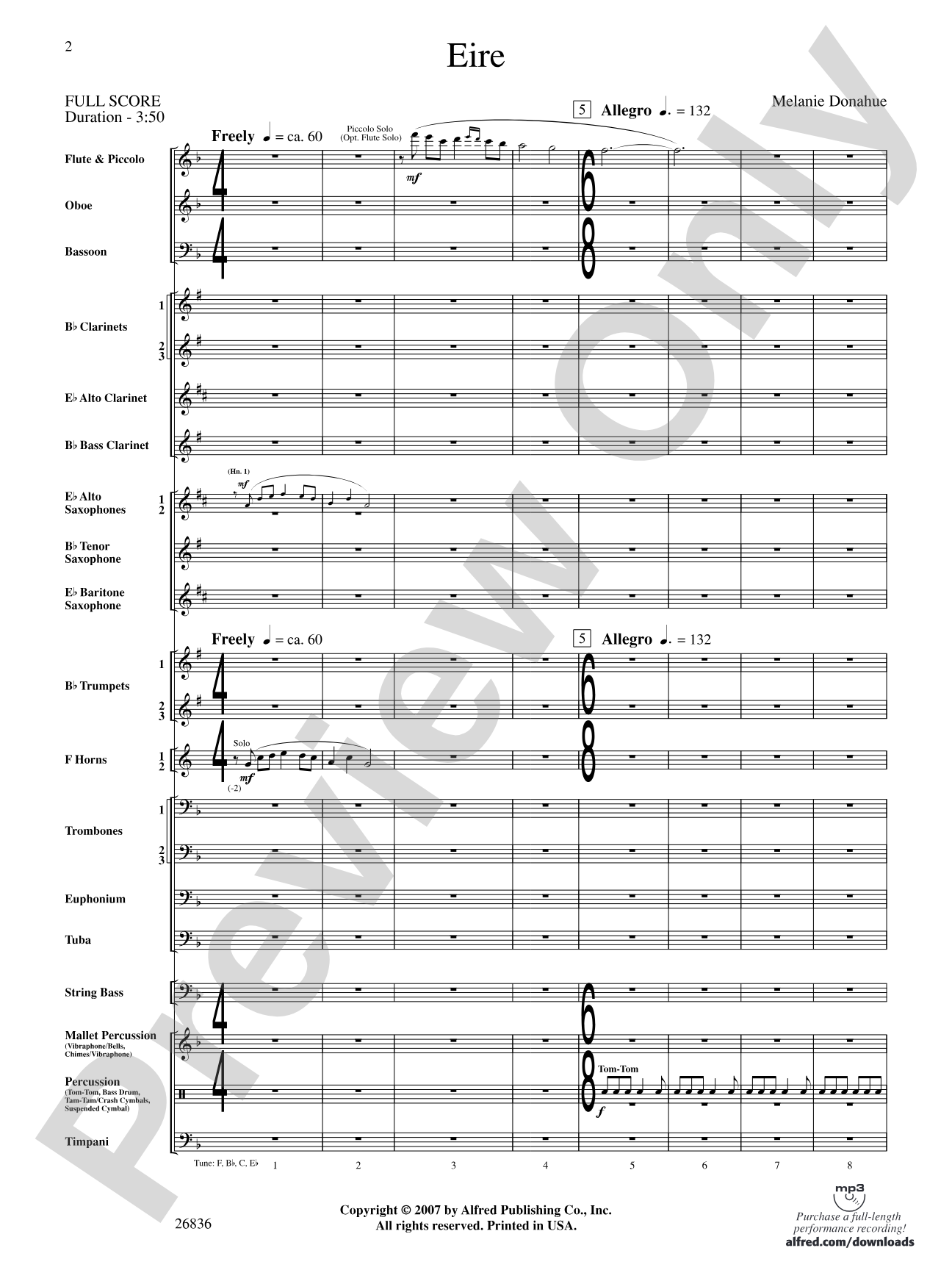 Eire: Concert Band Conductor Score & Parts