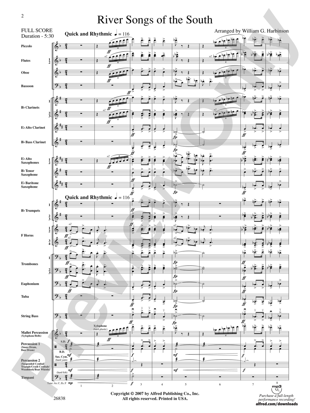 River Songs of the South: Concert Band Conductor Score & Parts