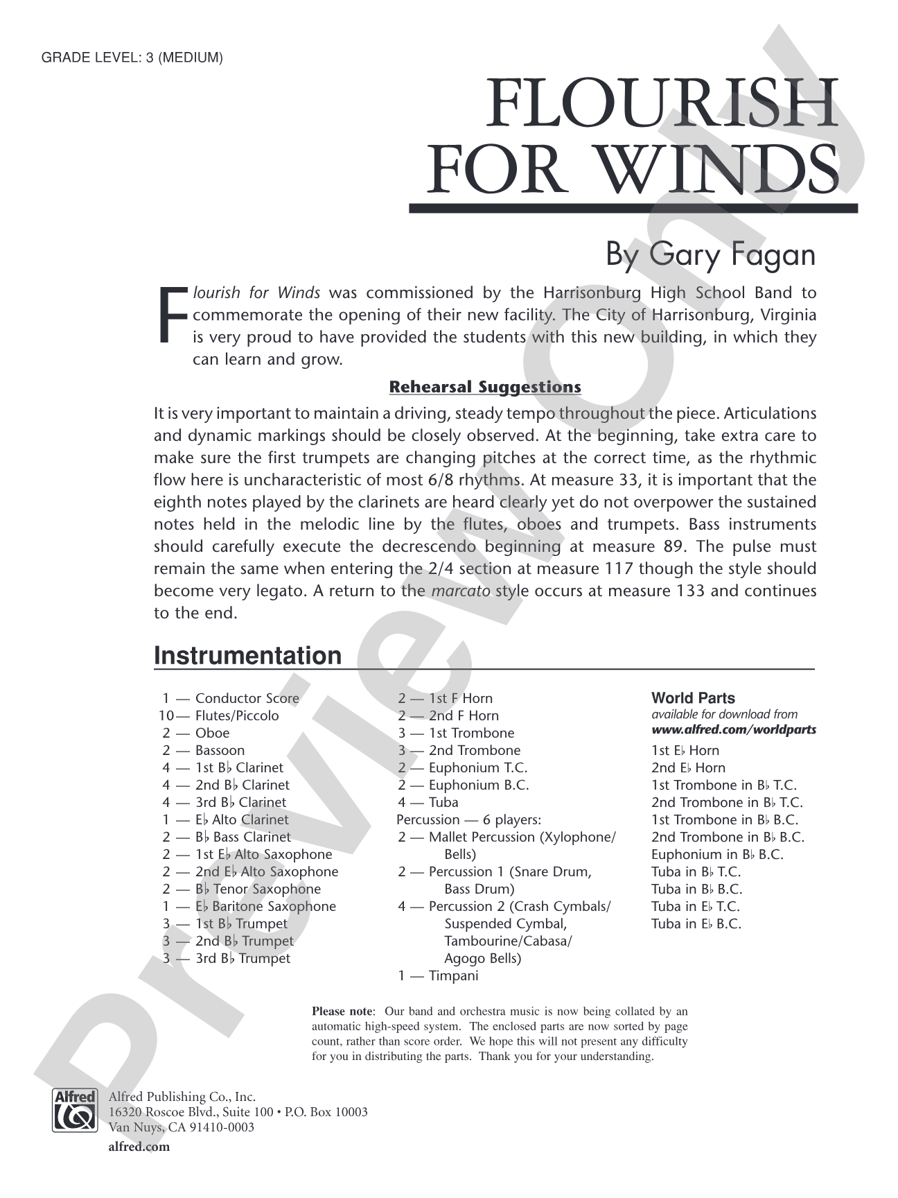 Flourish for Winds: Concert Band Conductor Score & Parts