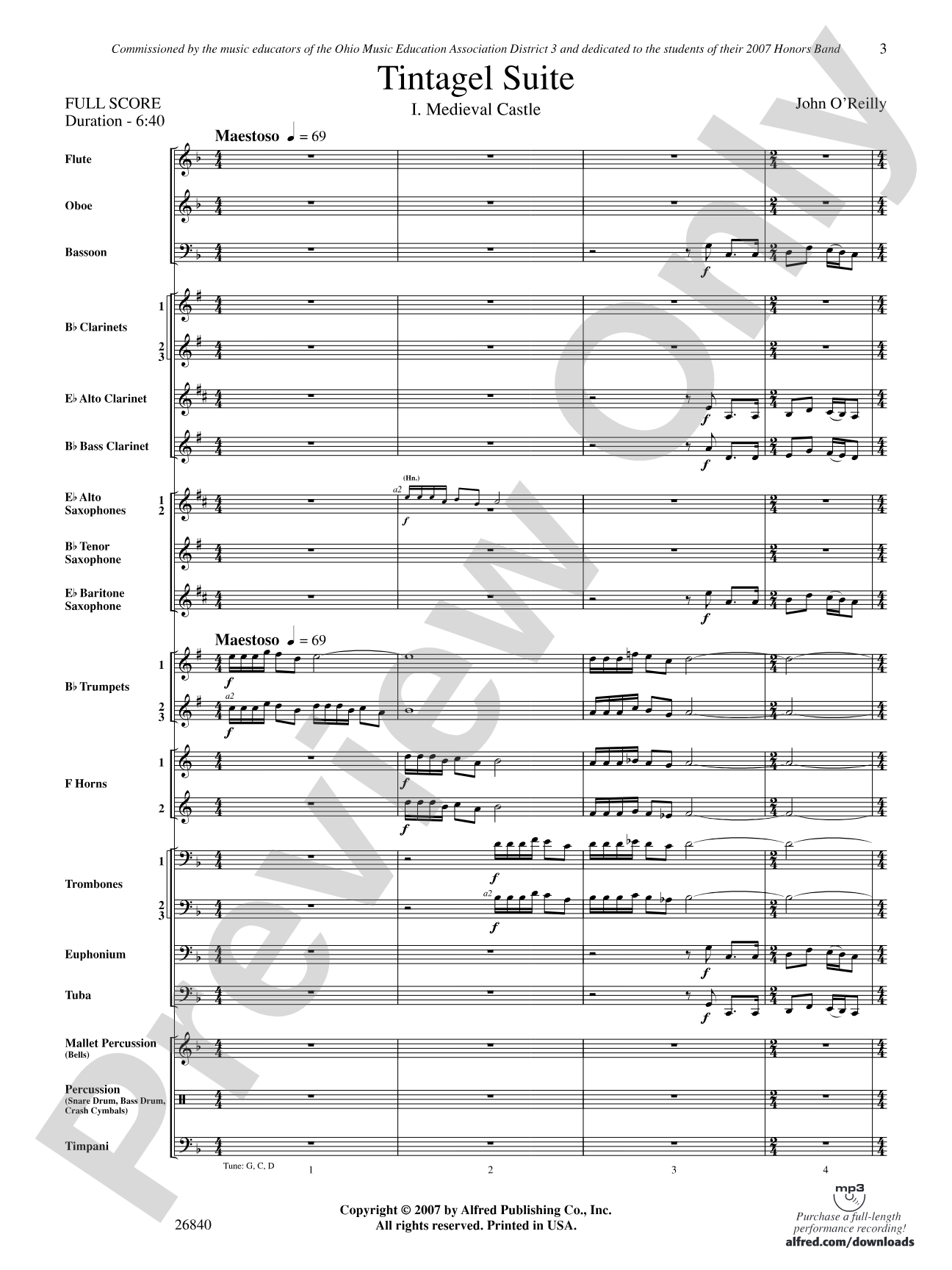 Tintagel Suite: Concert Band Conductor Score & Parts