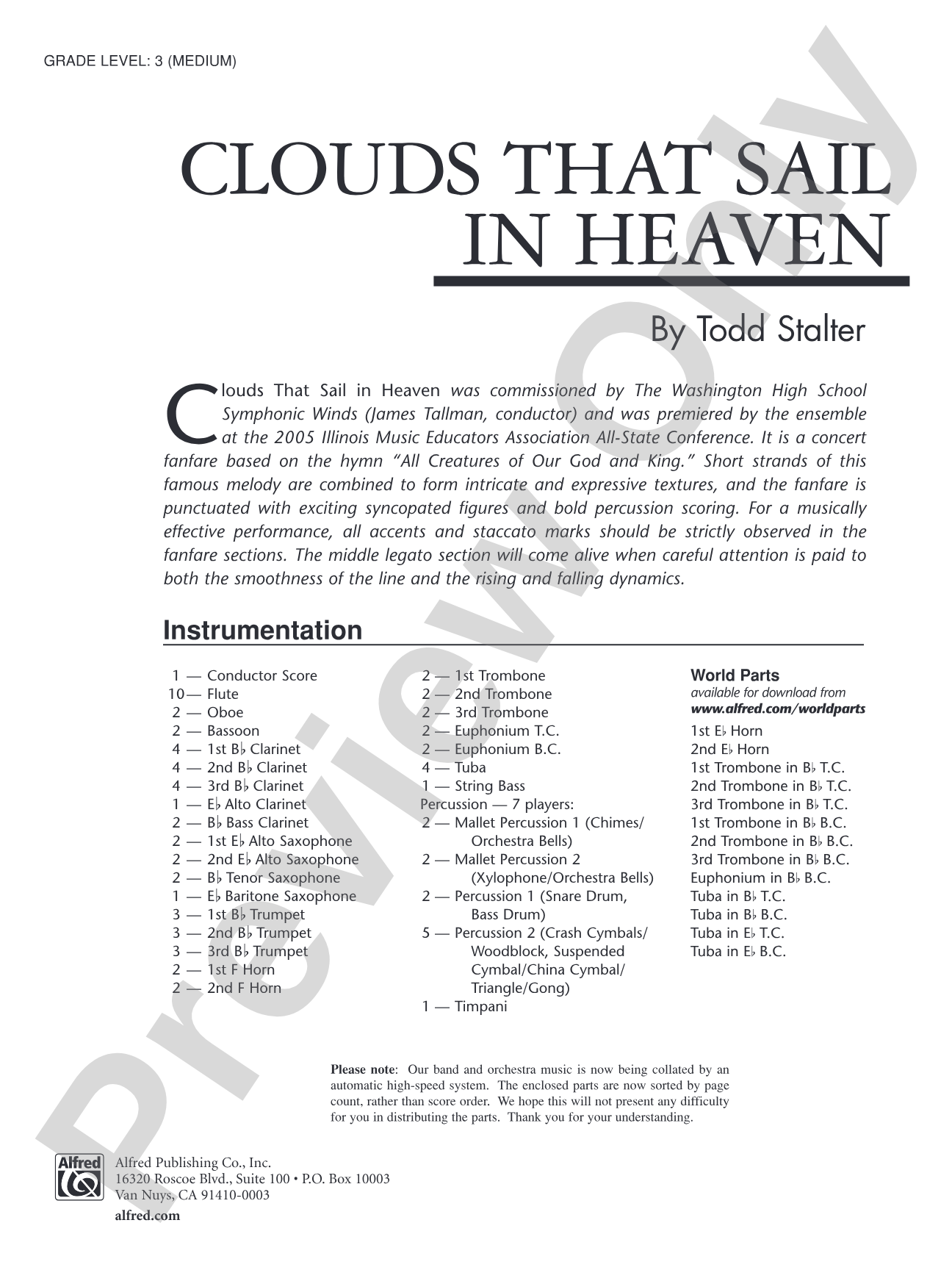 Clouds That Sail in Heaven: Concert Band Conductor Score & Parts