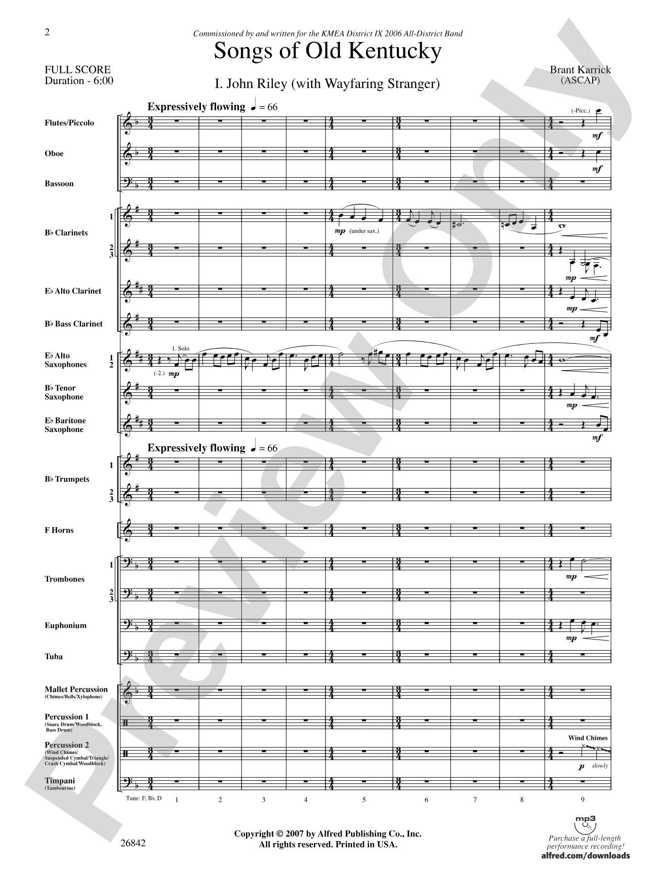 Songs of Old Kentucky: Concert Band Conductor Score & Parts